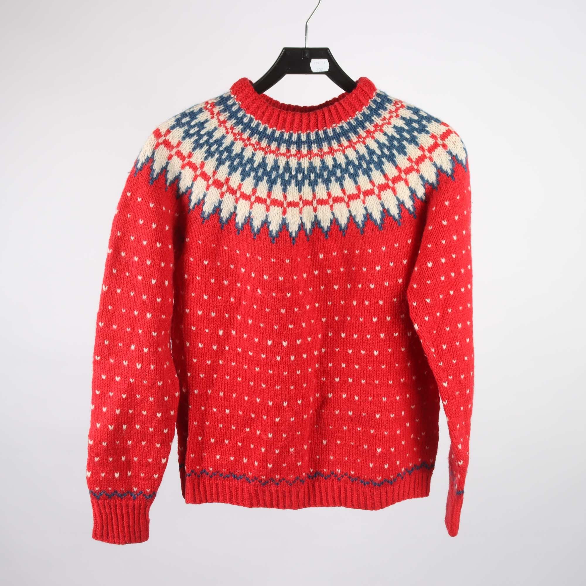 Tröja, Okänd, röd, blå, ull, stl. ca. S.