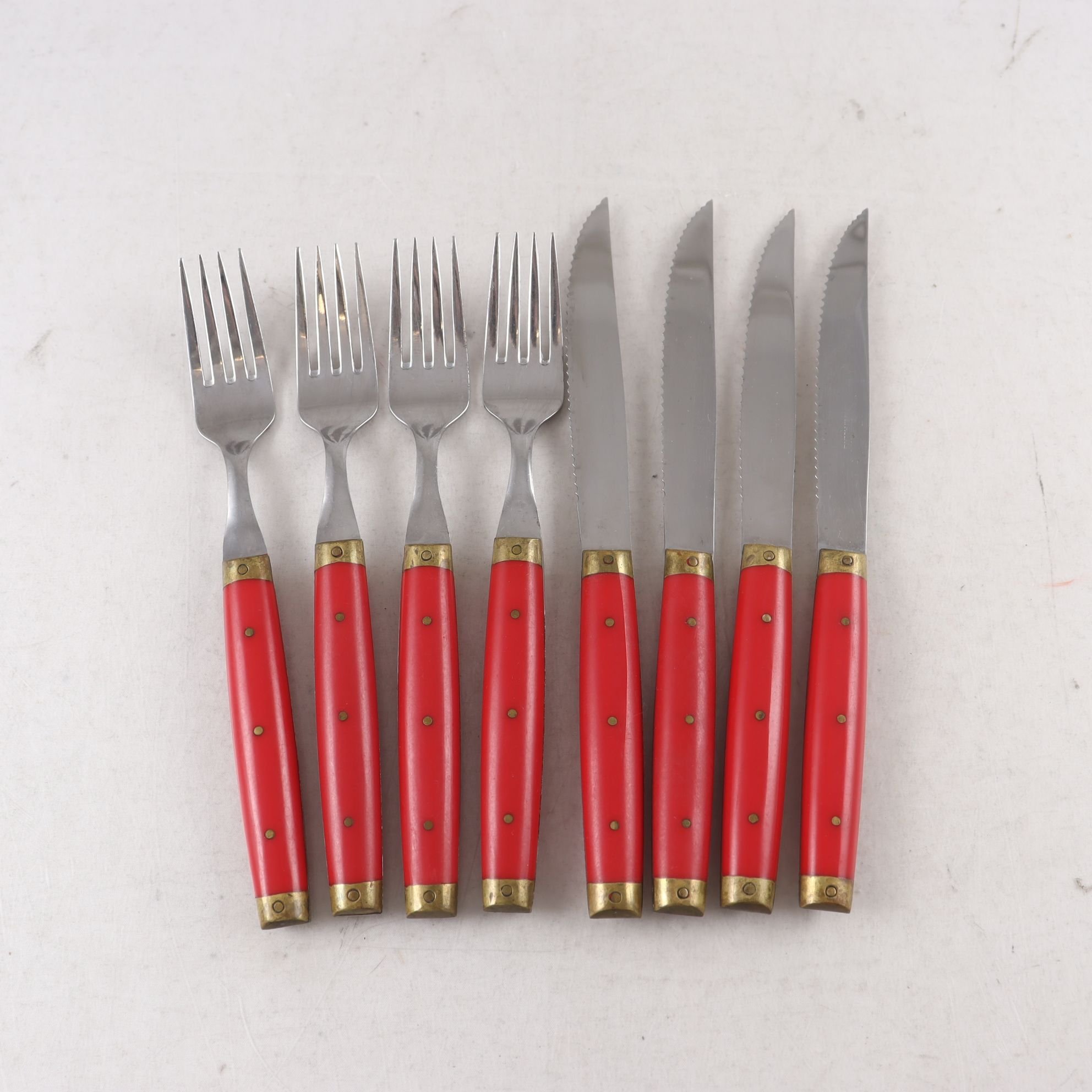 Bestick, Melron, rostfritt stål, röda, 8 st.