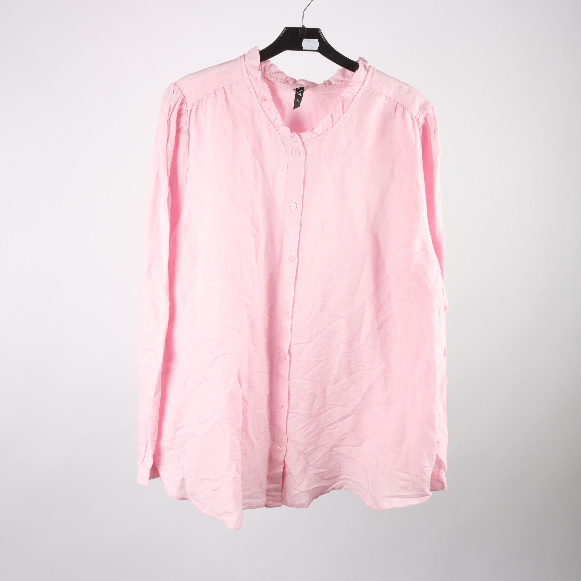 Blus, XLNT, rosa, 55% lin, stl. 2XL.