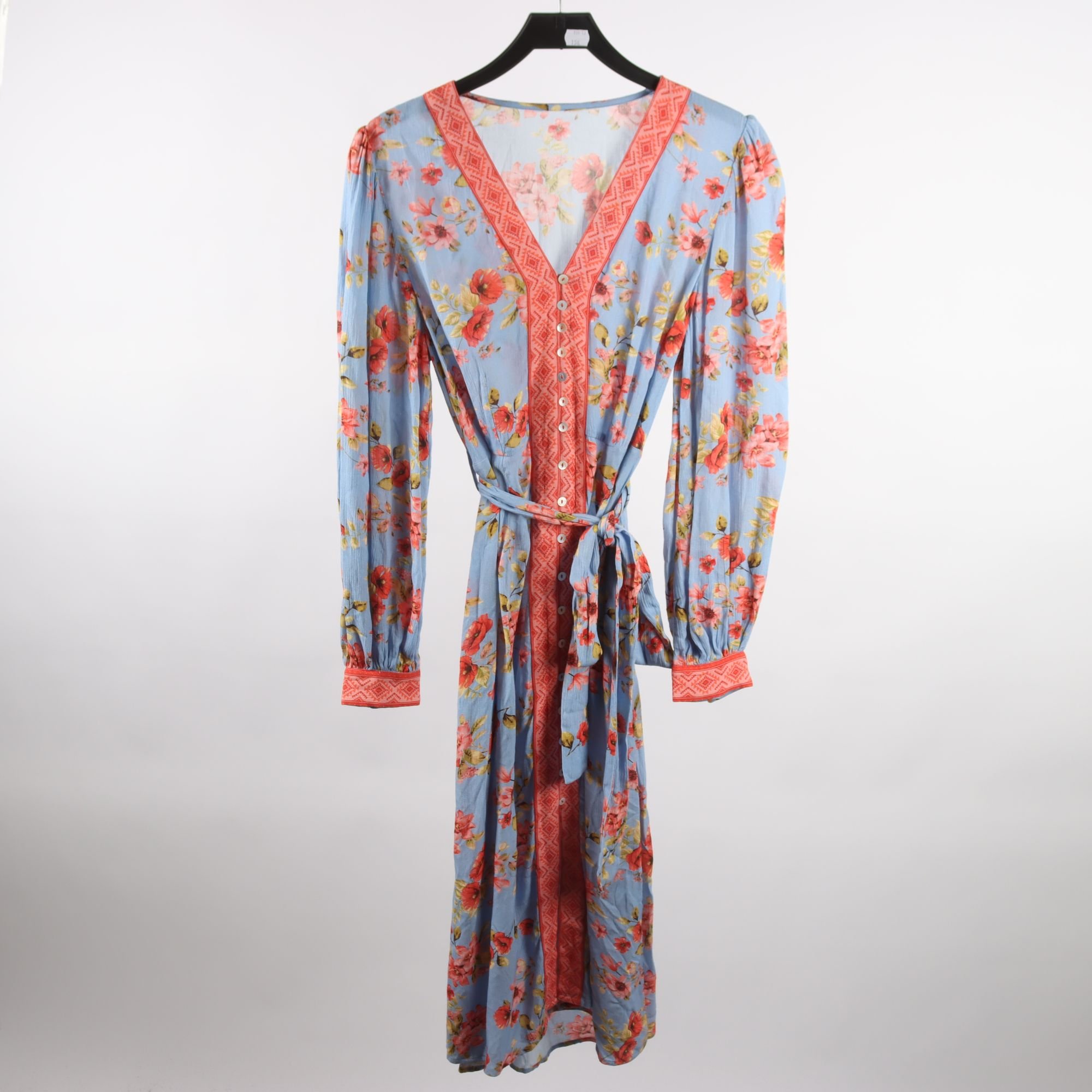 Klänning, Okänd, blå, blommig, stl ca. S/M