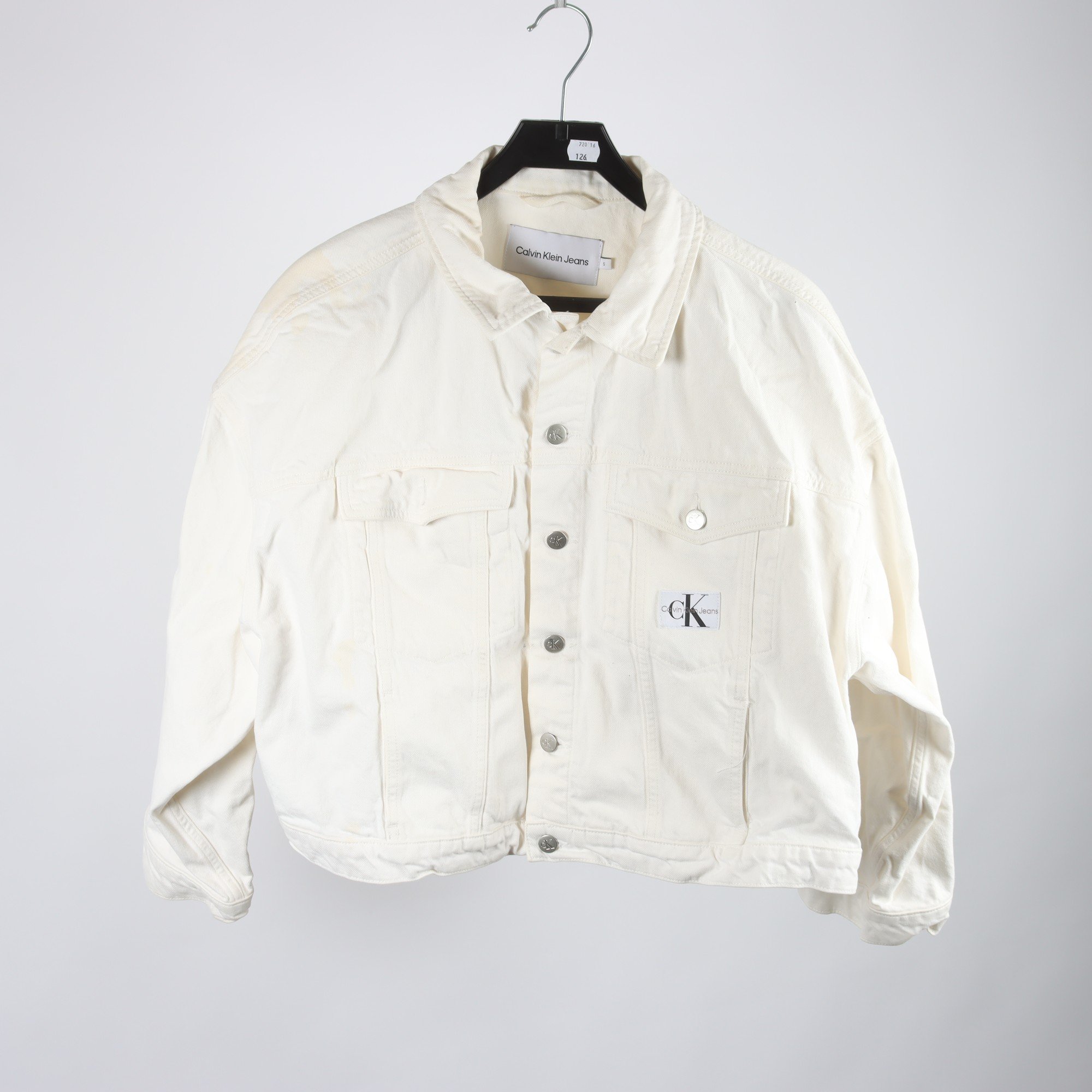 Jeansjacka, Calvin Klein, vit, stl. S (oversize)