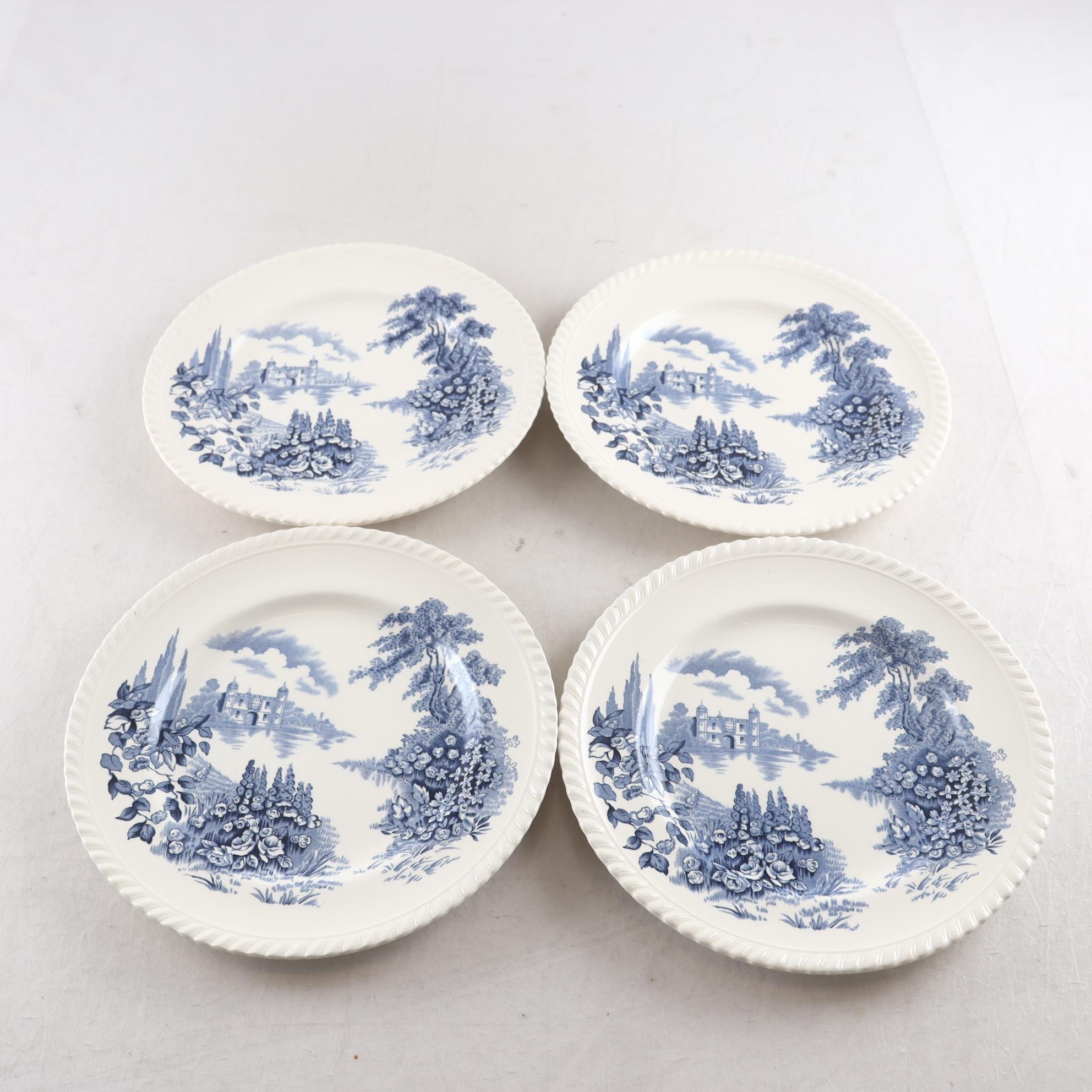 Tallrikar, Johnson Bros England, ’Castle on the lake’ , 4 st. Samfraktas ej.