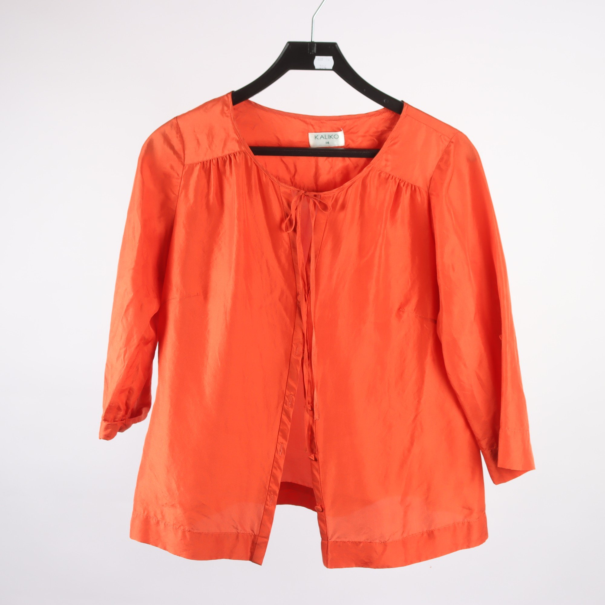 Blus, Kaliko, orange, 100% silke, stl. 40.