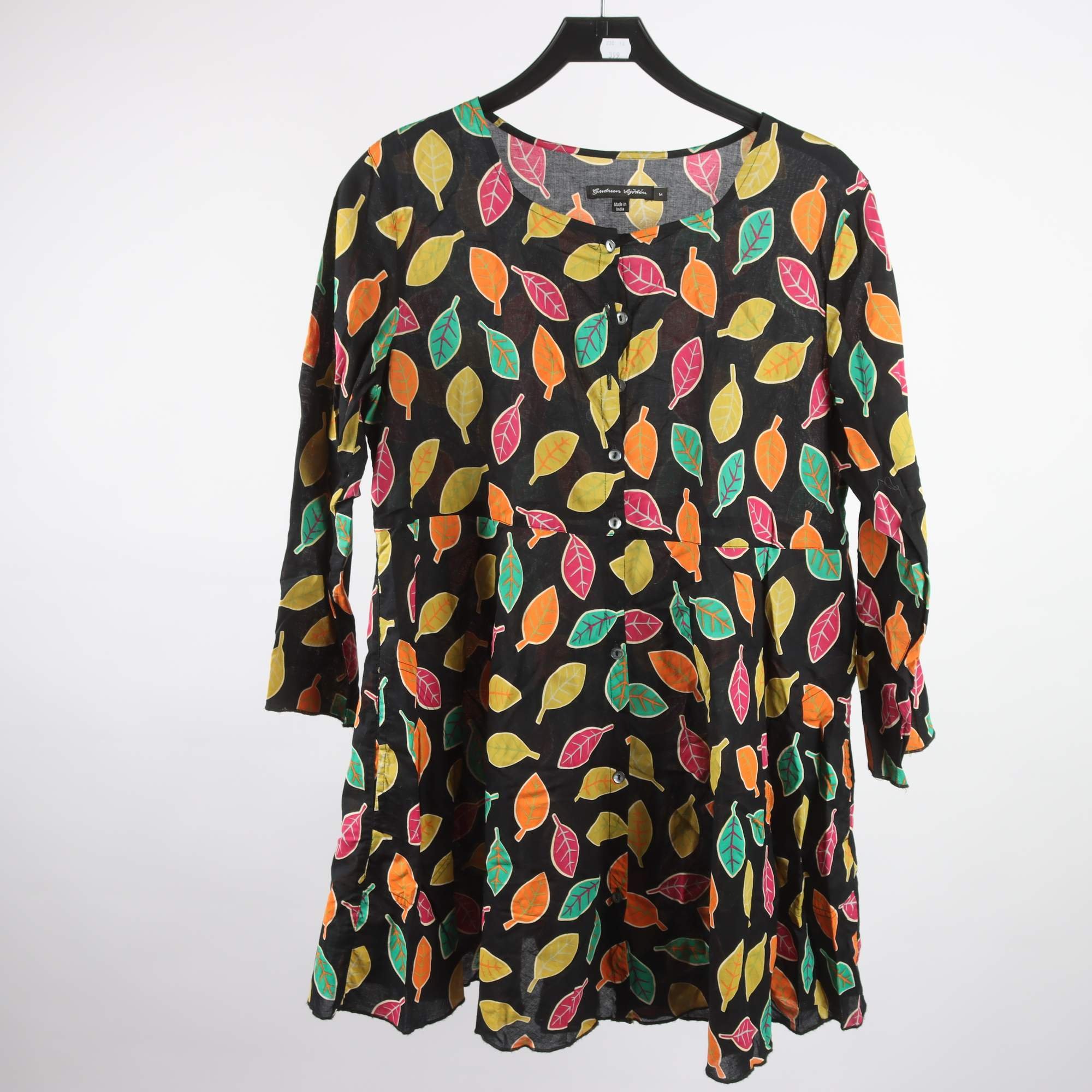 Blus, Gudrun Sjödén, mönstrad, svart, orange, stl. M.