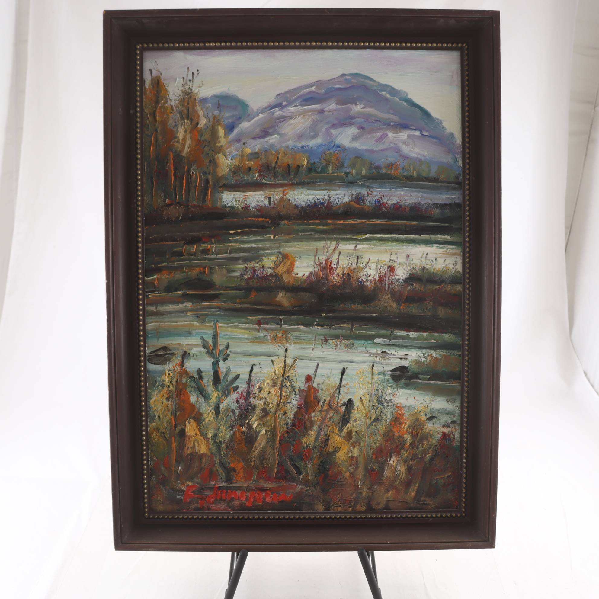 Olja på pannå, Fjällandskap, Fred Lundgren, (1947-2022), signerad