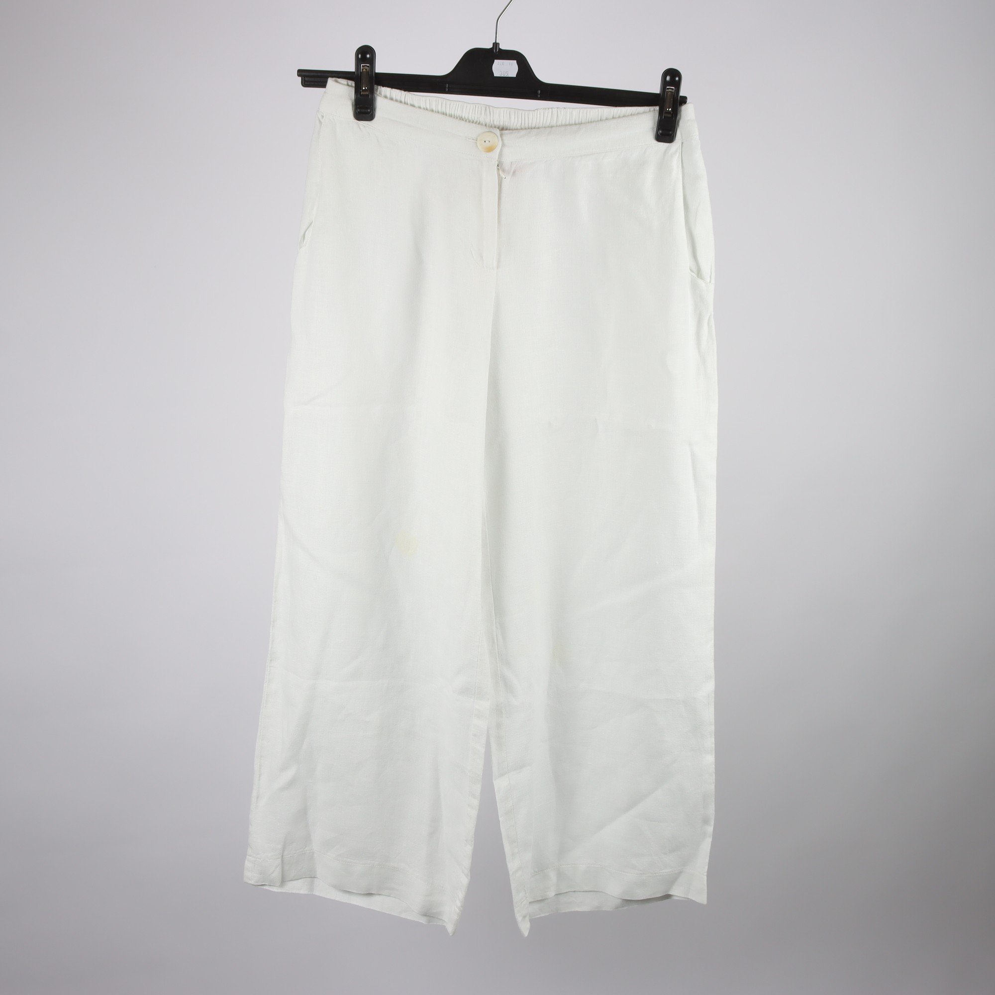 Byxor, K&Us, vit, 100% lin, stl. 38.