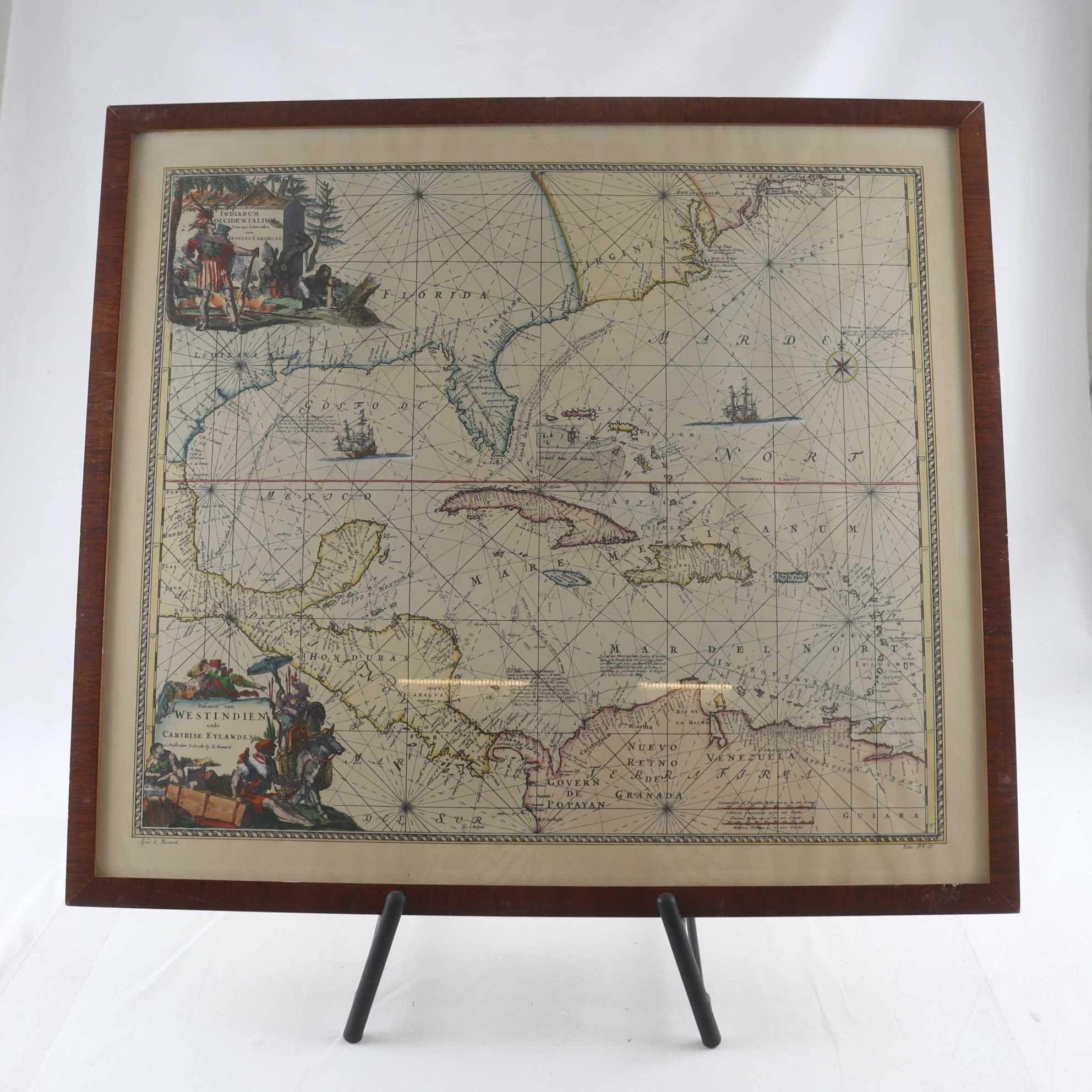 Karta, Westindien, Louis Renard, tryckt i Amsterdam. Endast avhämtning
