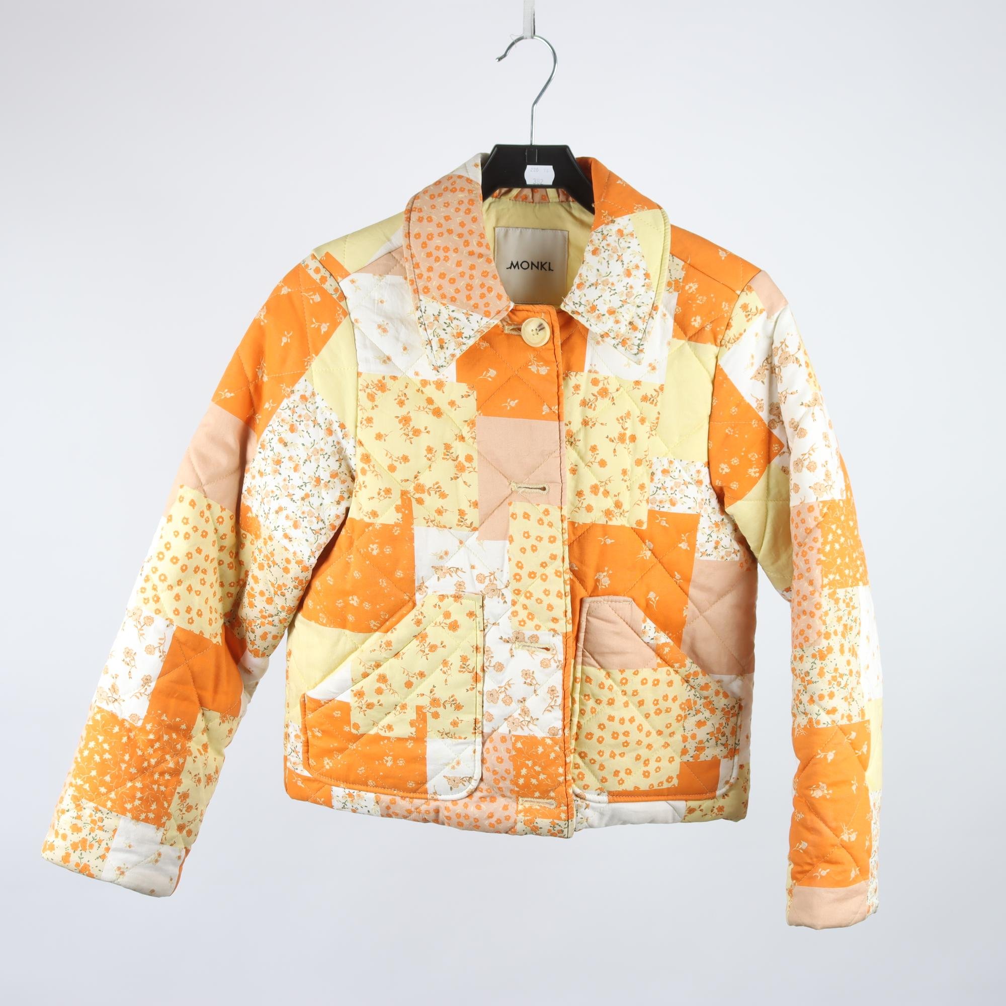 Tygjacka, Monki, quiltad, gul, orange, stl. XXS.