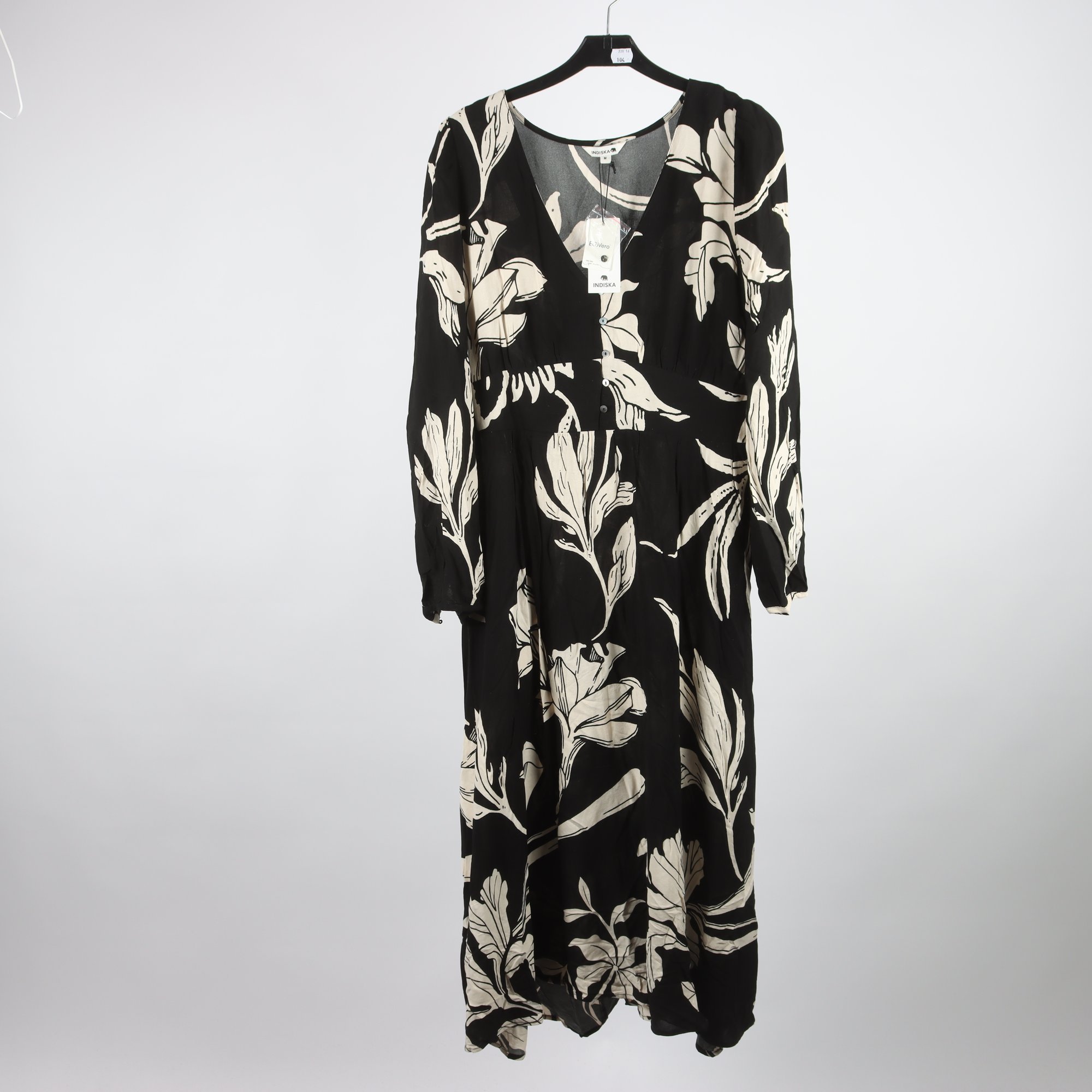 Klänning, Indiska, svart, vit, mönstrad, stl. M
