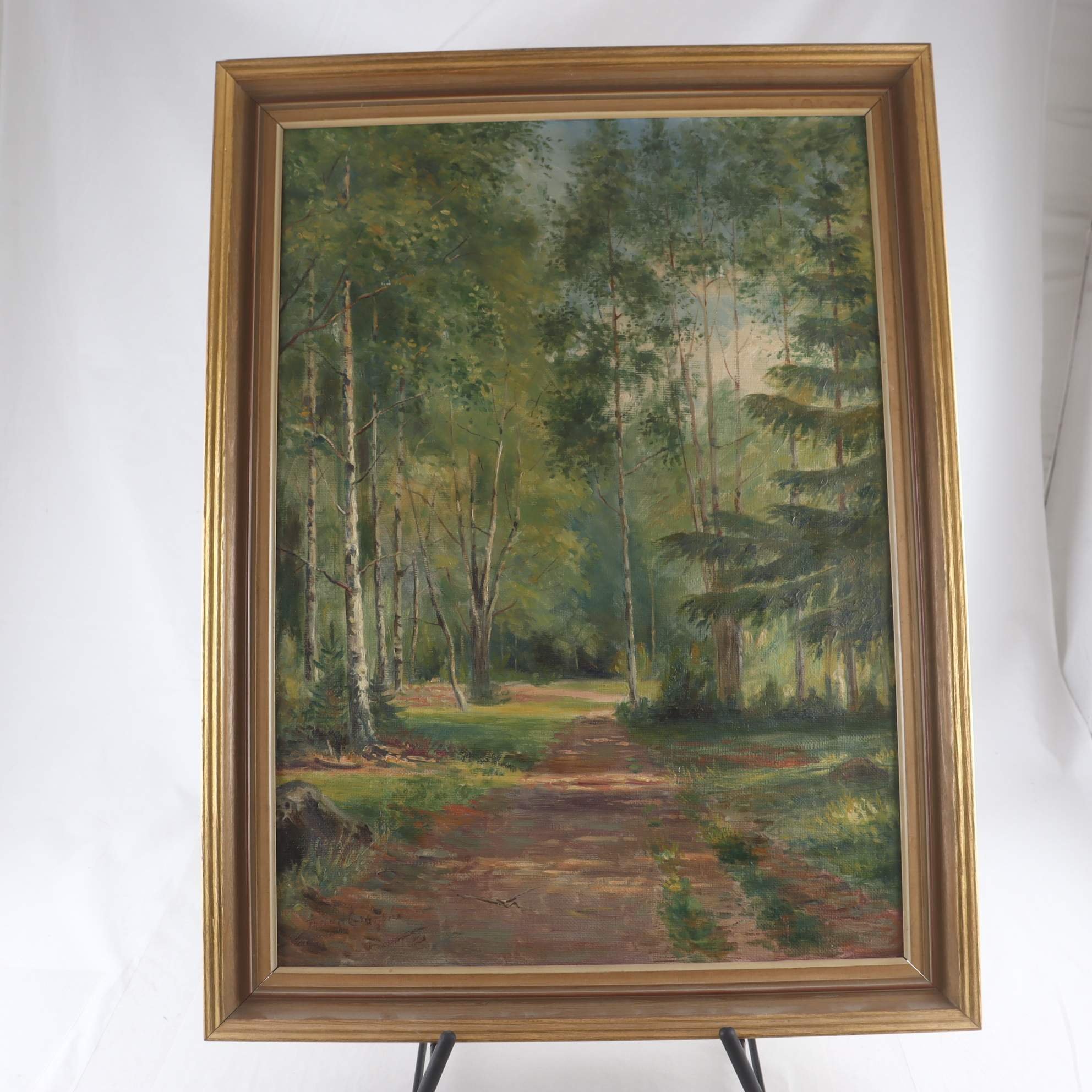 Olja på duk, Skogsväg, Julius Granberg, (1859-1936), signerad. Endast avhämtning
