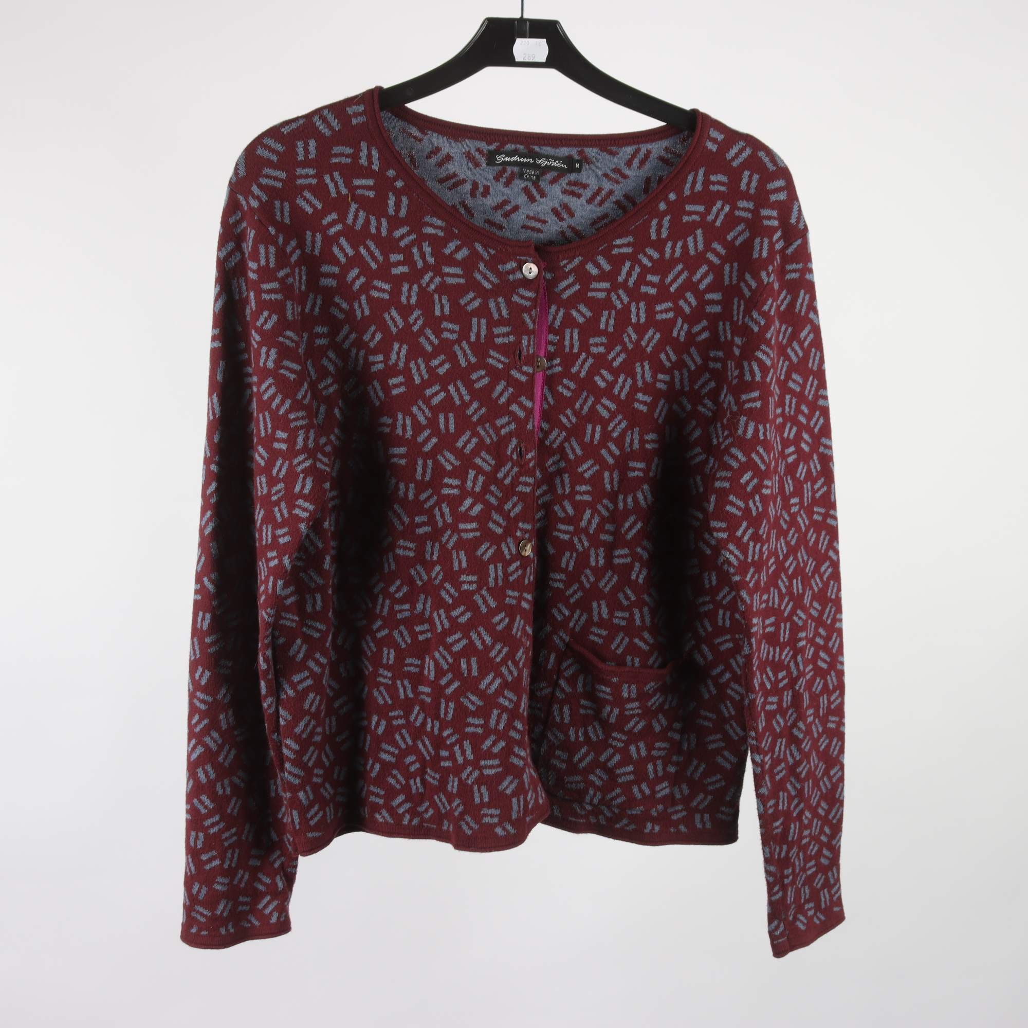 Kofta, Gudrun Sjödén, grå, vinröd, stl. M.