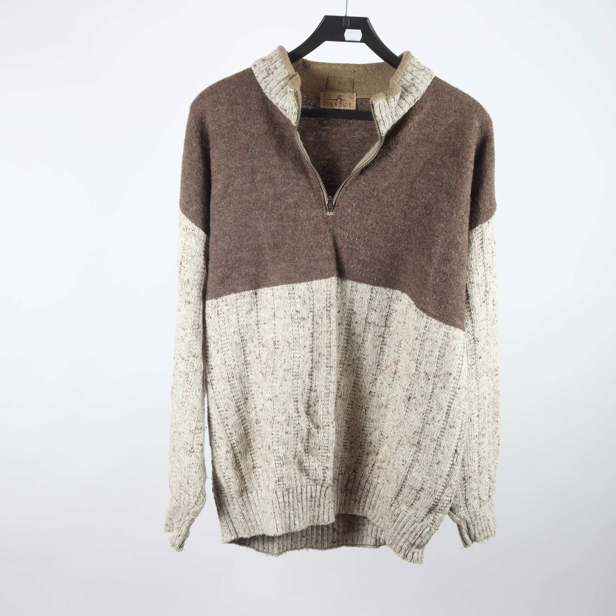 Tröja, Ivanhoe, brun, beige, ullmix, stl. L.