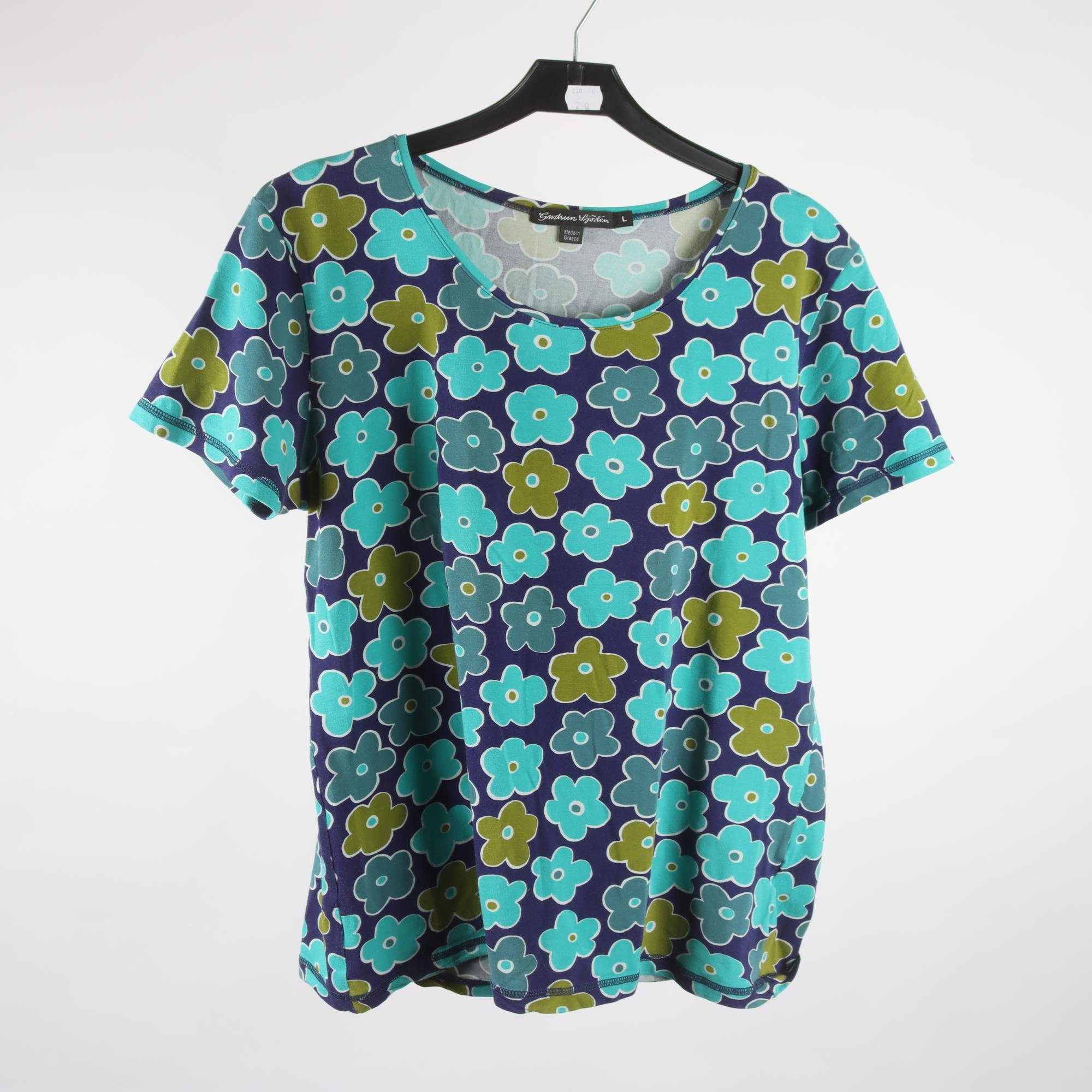 Tröja, Gudrun Sjödén, mönstrad, lila, grön, stl. L.