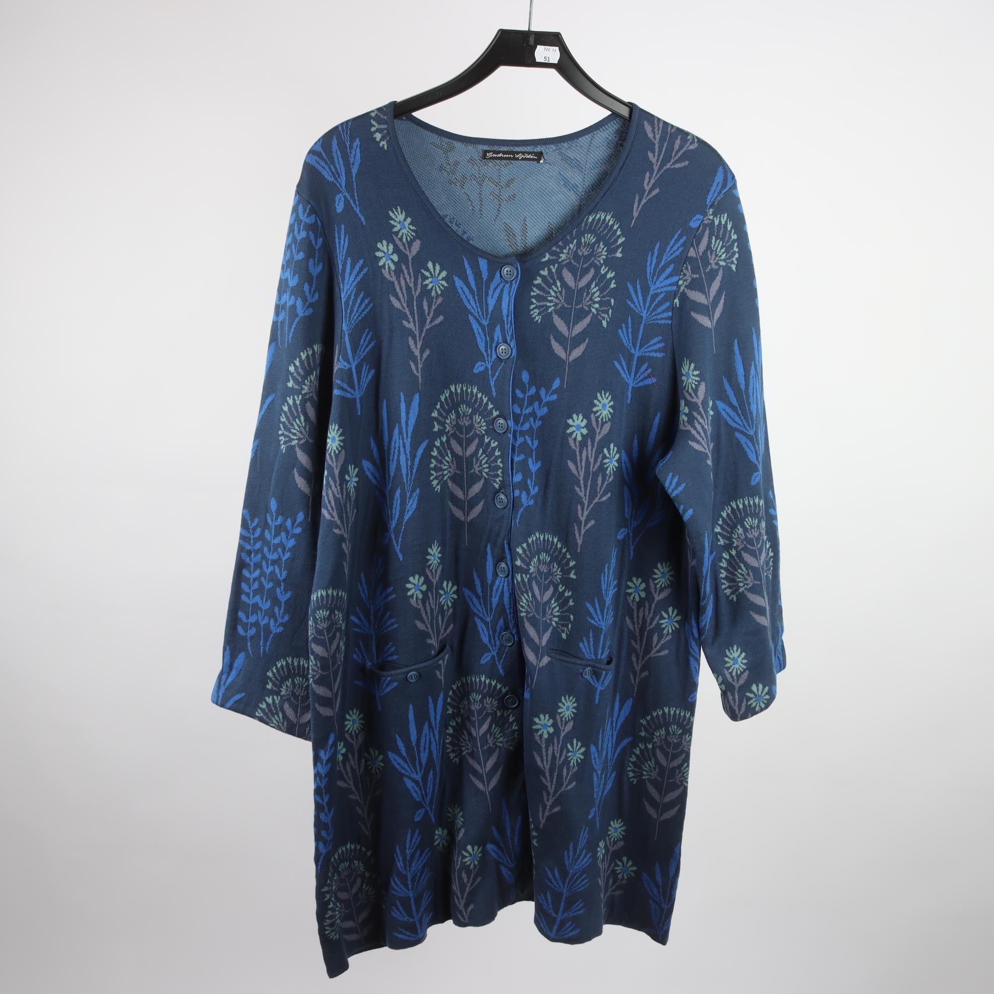 Kofta, Gudrun Sjödèn, blå, blommig, stl ca. L/XL