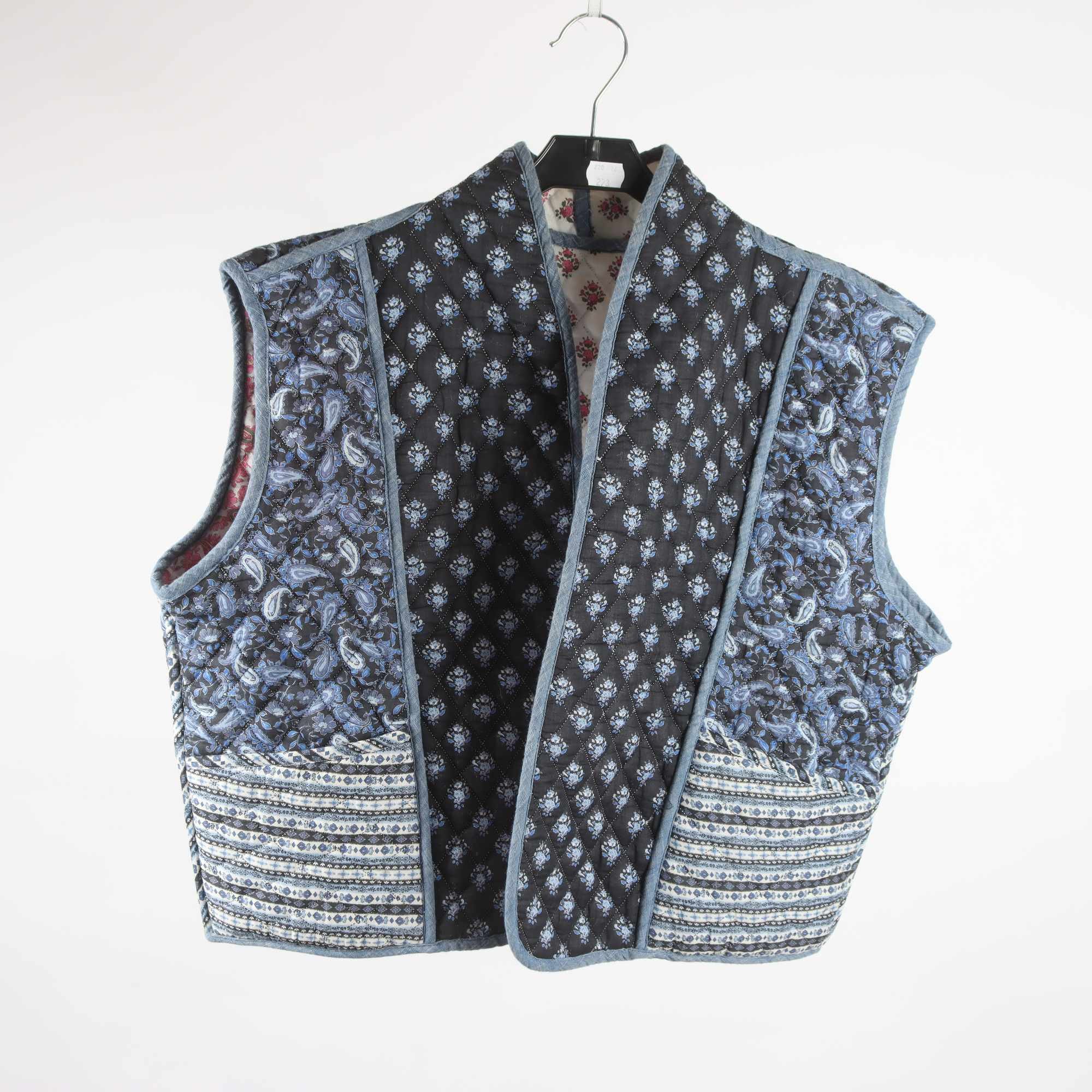 Väst, Okänd, mönstrad, blå, stl. ca. M/L.