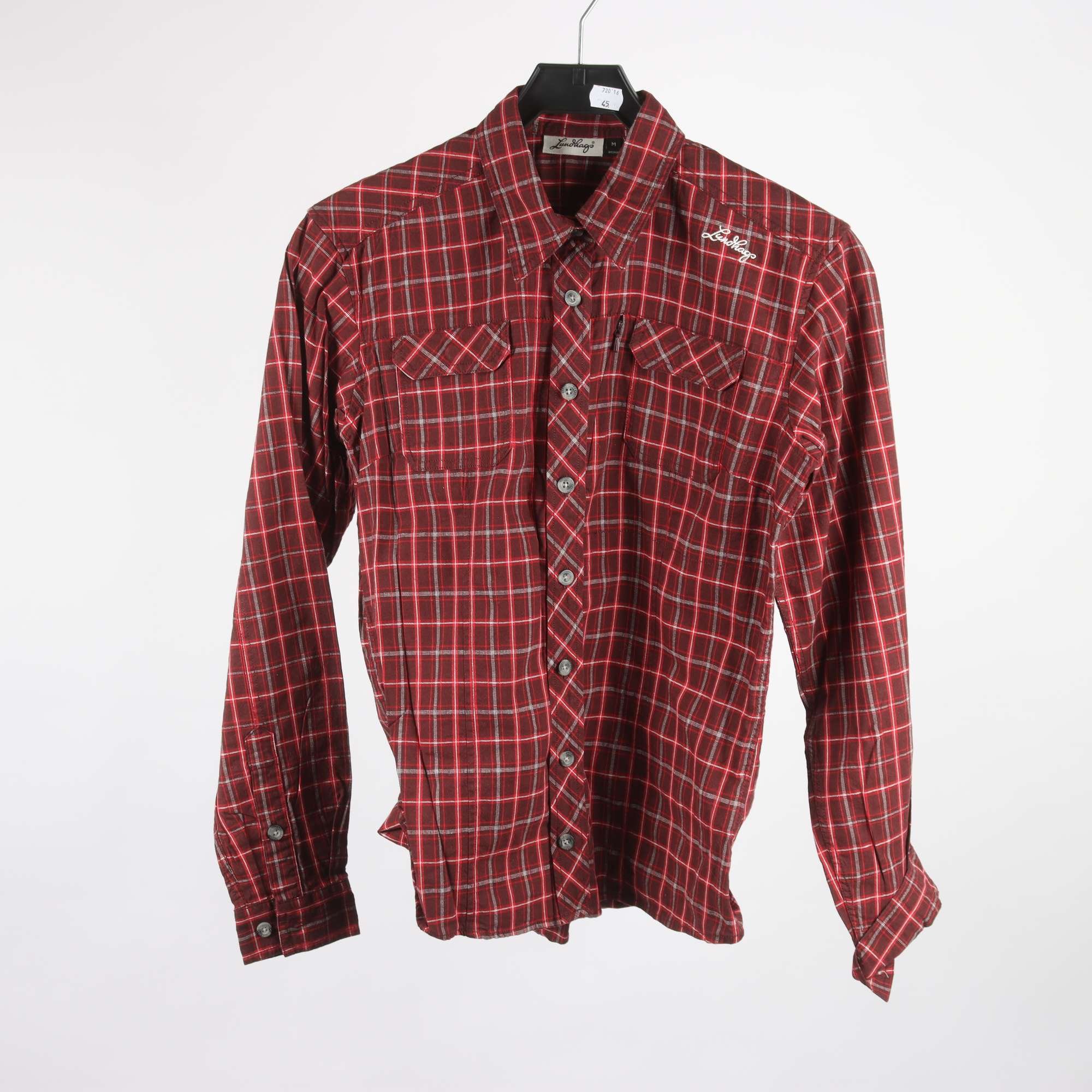 Skjorta, Lundhags, vinröd, rutig, stl. M
