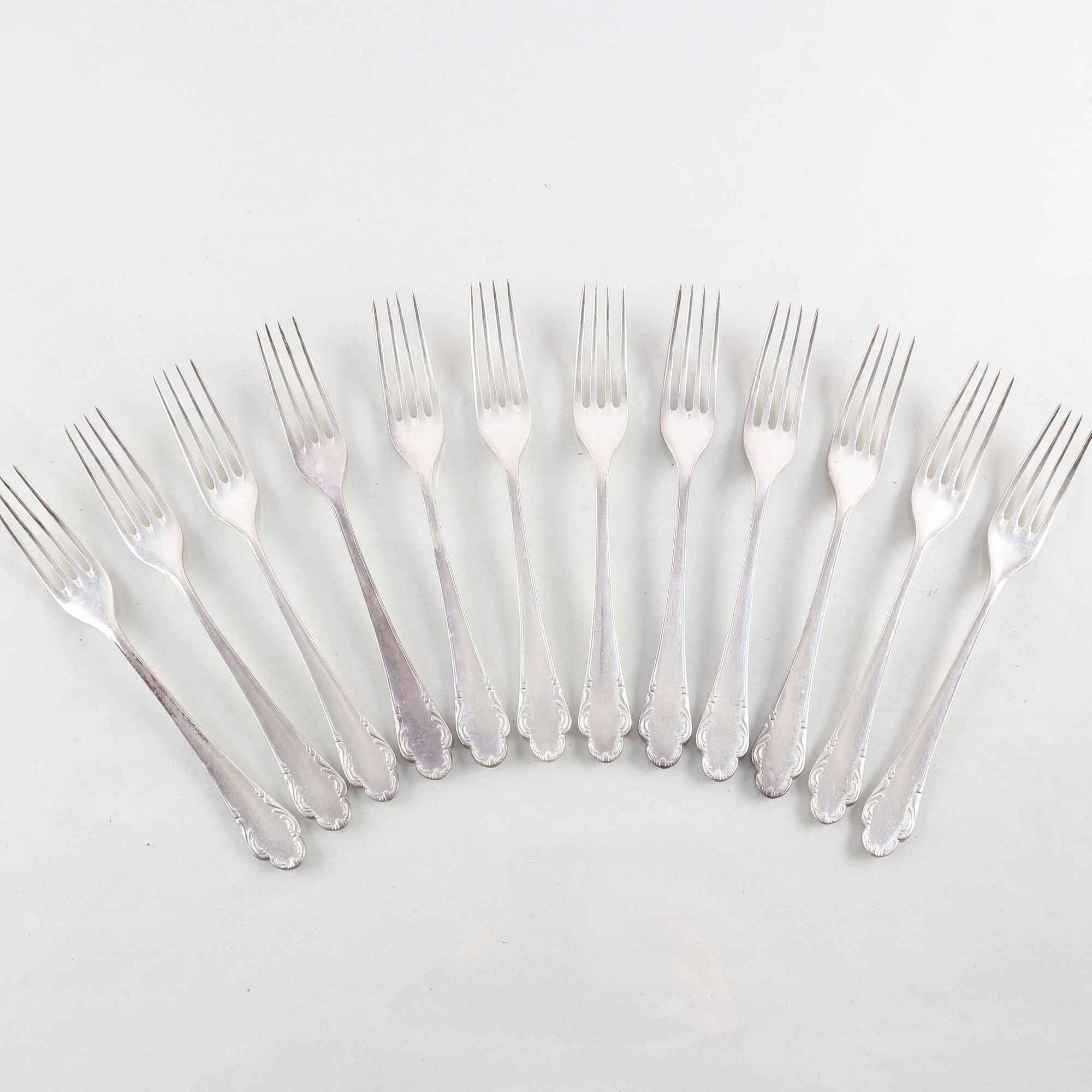 Gafflar, silver, Skandia silver & nysilver, A.B, 1937,12 st