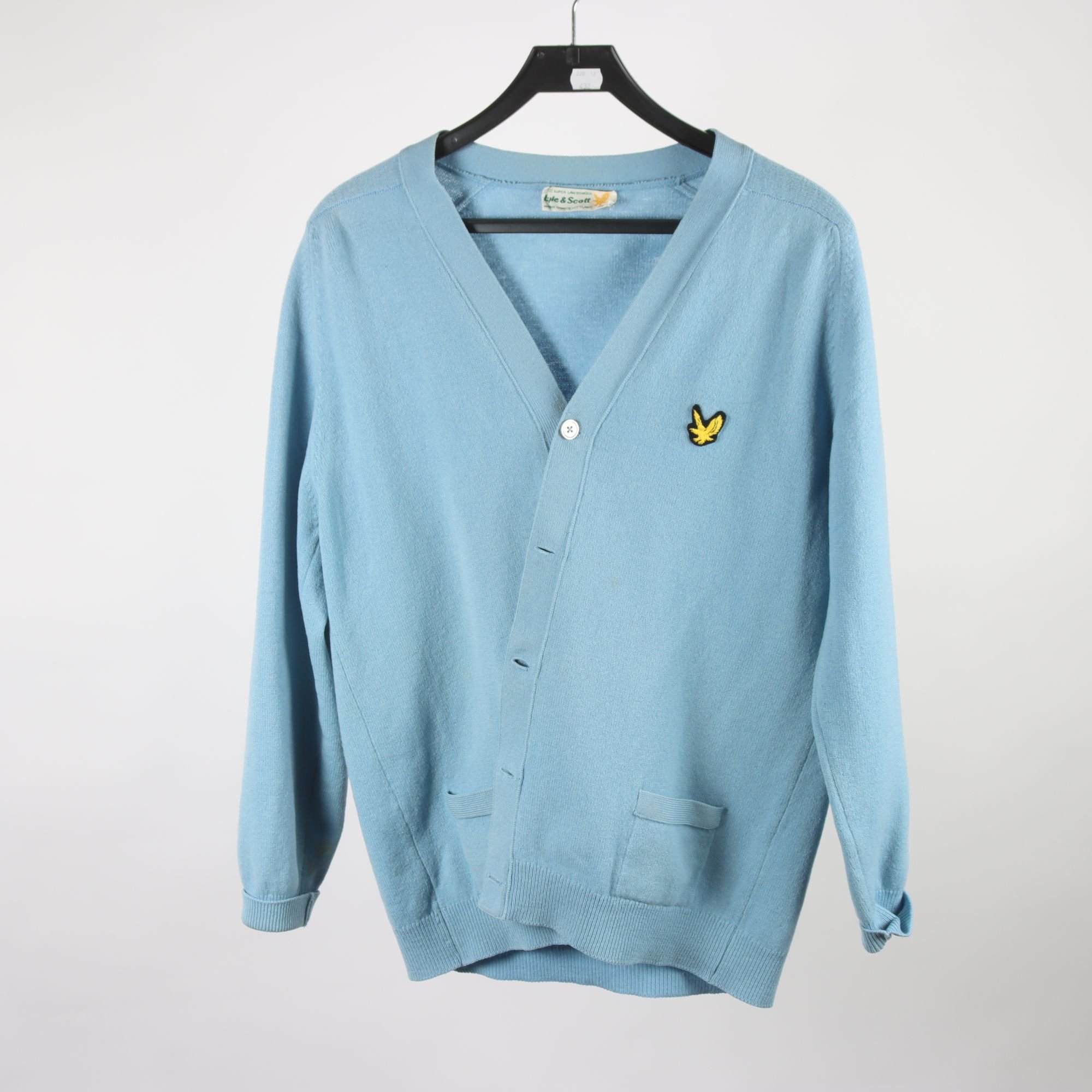 Kofta, Lyle & Scott, ljusblå, 100% lammull, stl. 44.