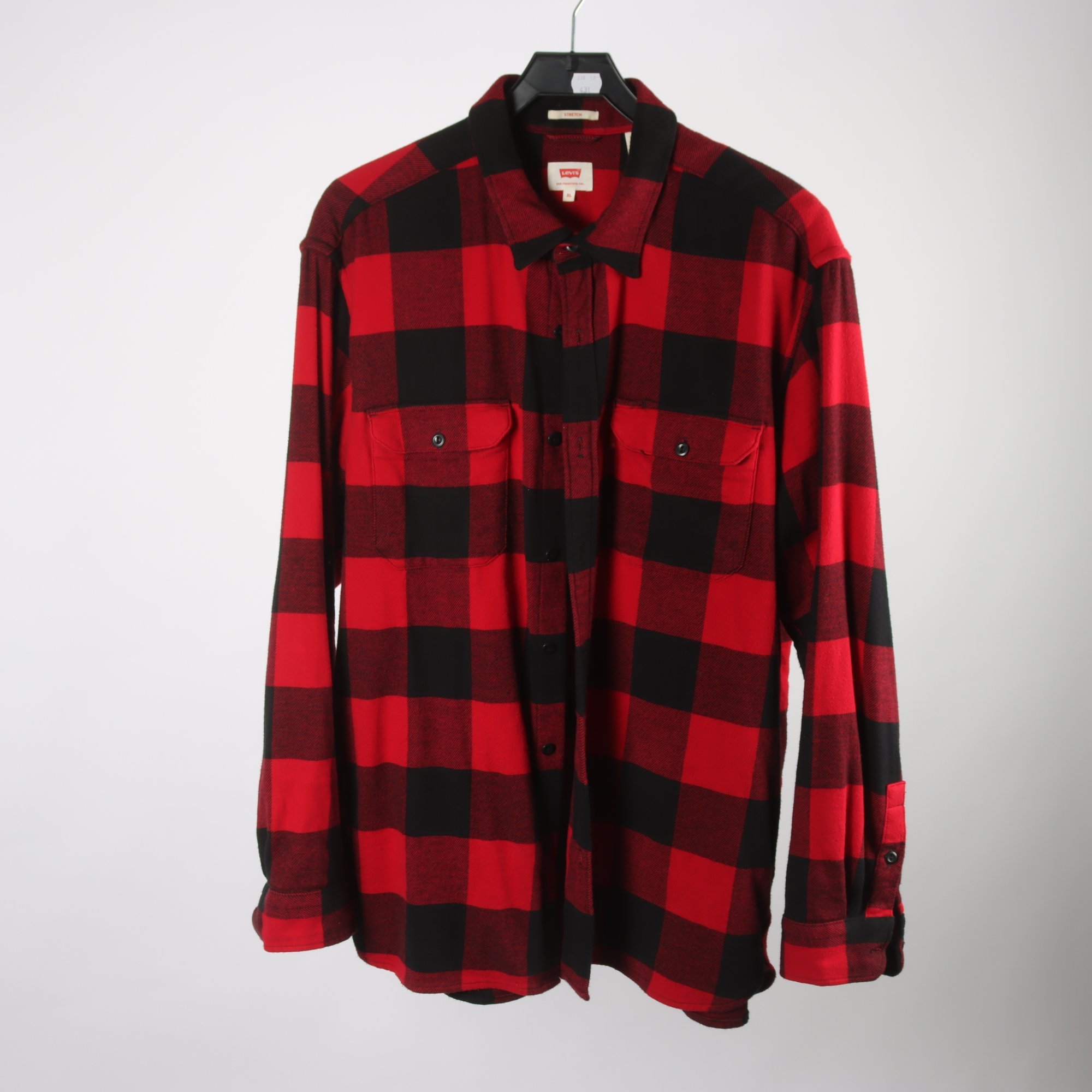 Skjorta, Levis, röd, svart, rutig, stl. XL.