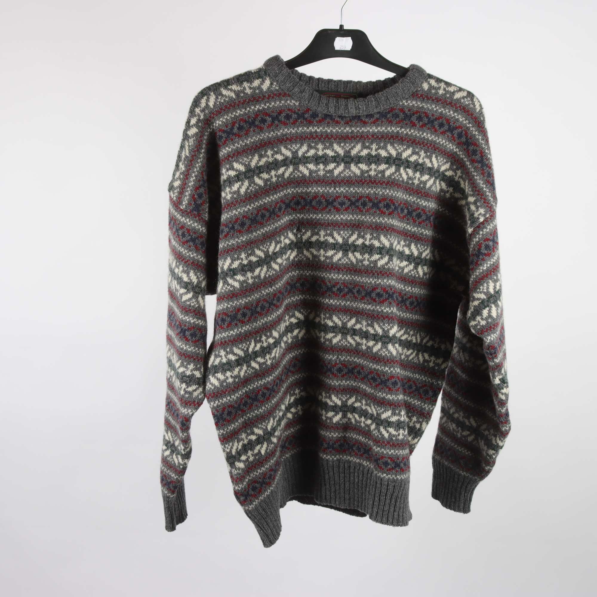 Tröja, Murray Brothers, Scotland, grå, blå, 100% ull, stl. L.