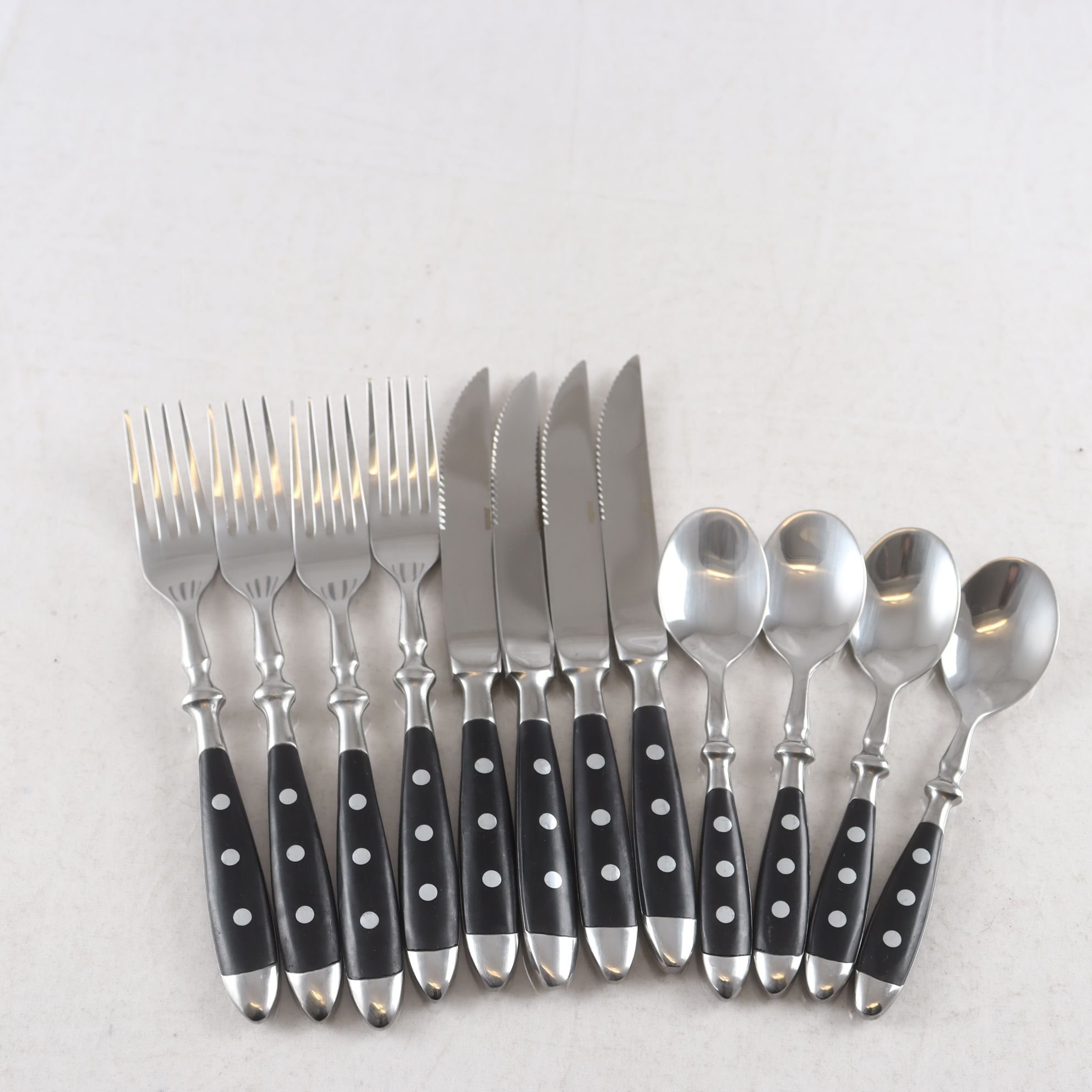 Bestick, Xantia, ”Gourmé”, rostfritt stål, svart bakelit, 12 del.