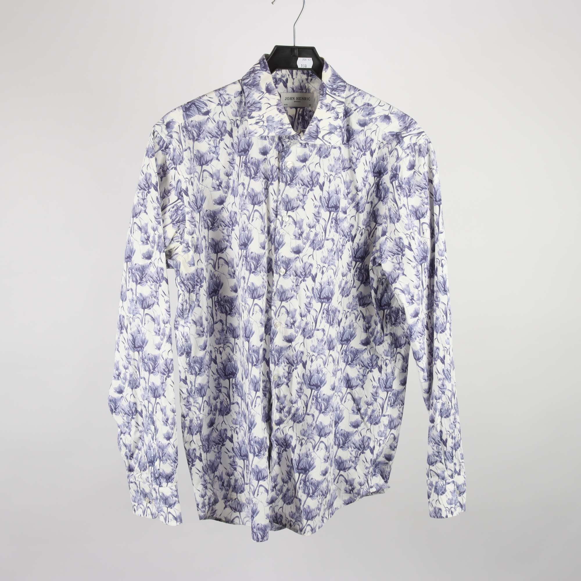 Skjorta, John Henric, vit, lila, mönstrad, stl. L