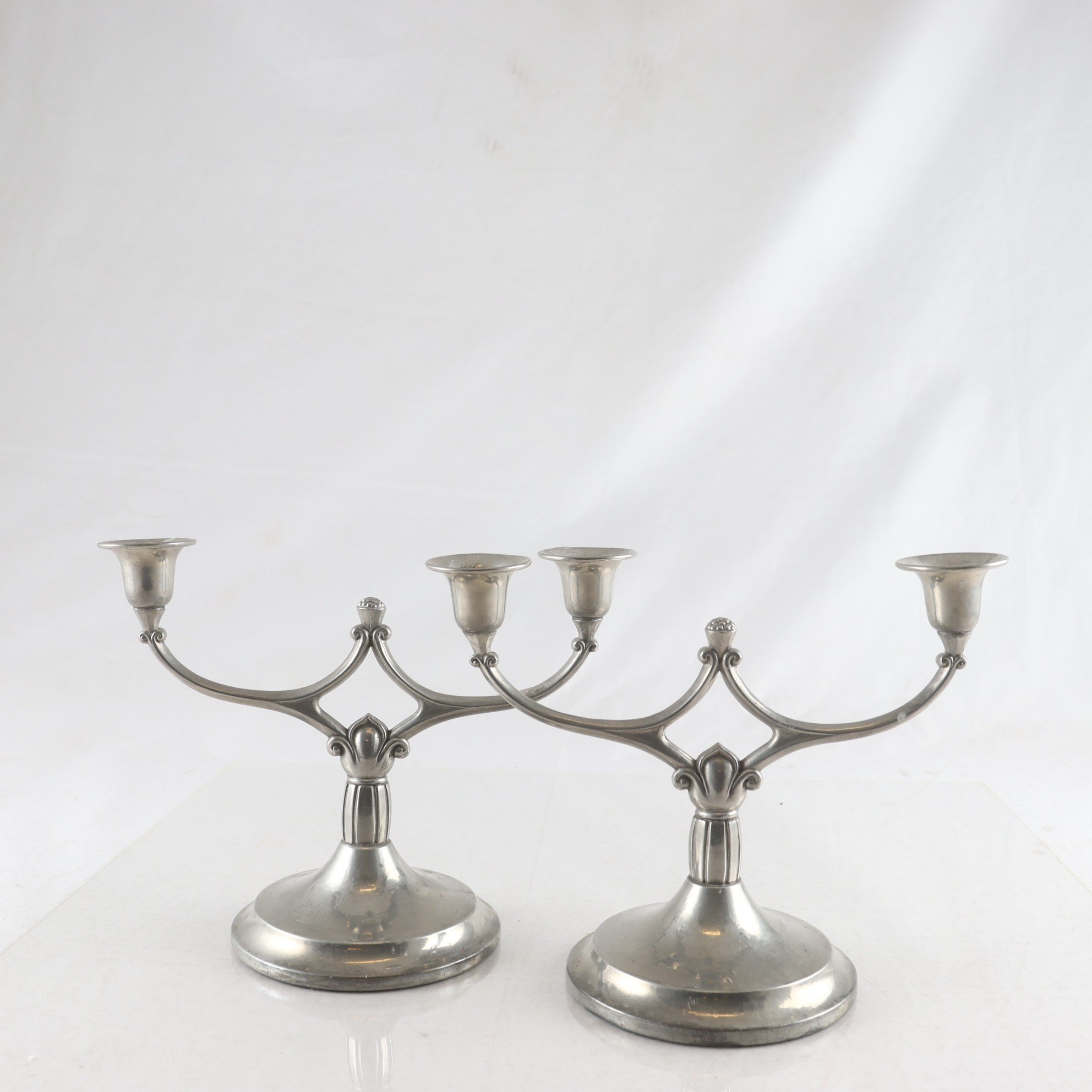 Ljusstakar, tenn, Art deco, 2 st.