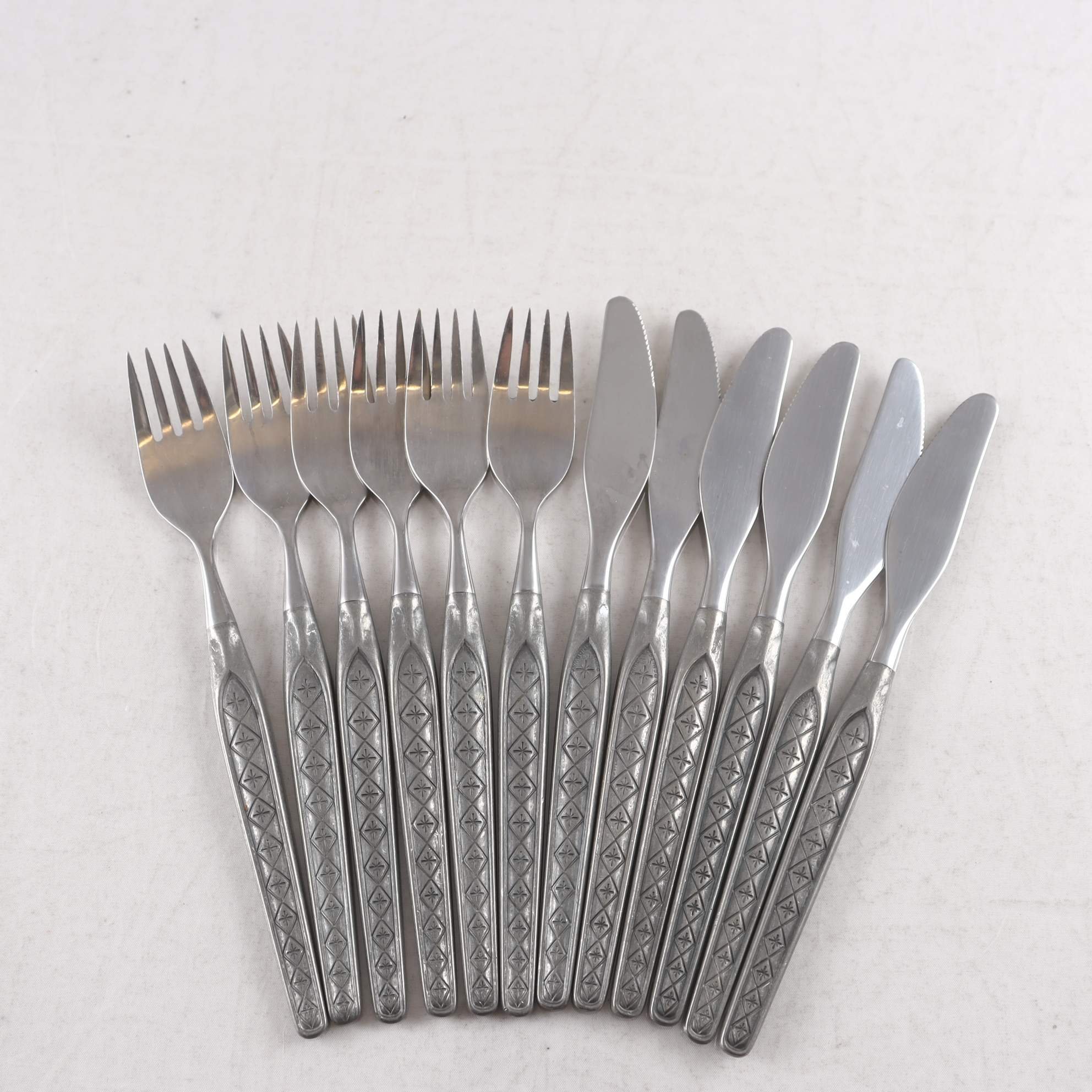 Bestick, pewter norge, tennhandtag, 12 delar.