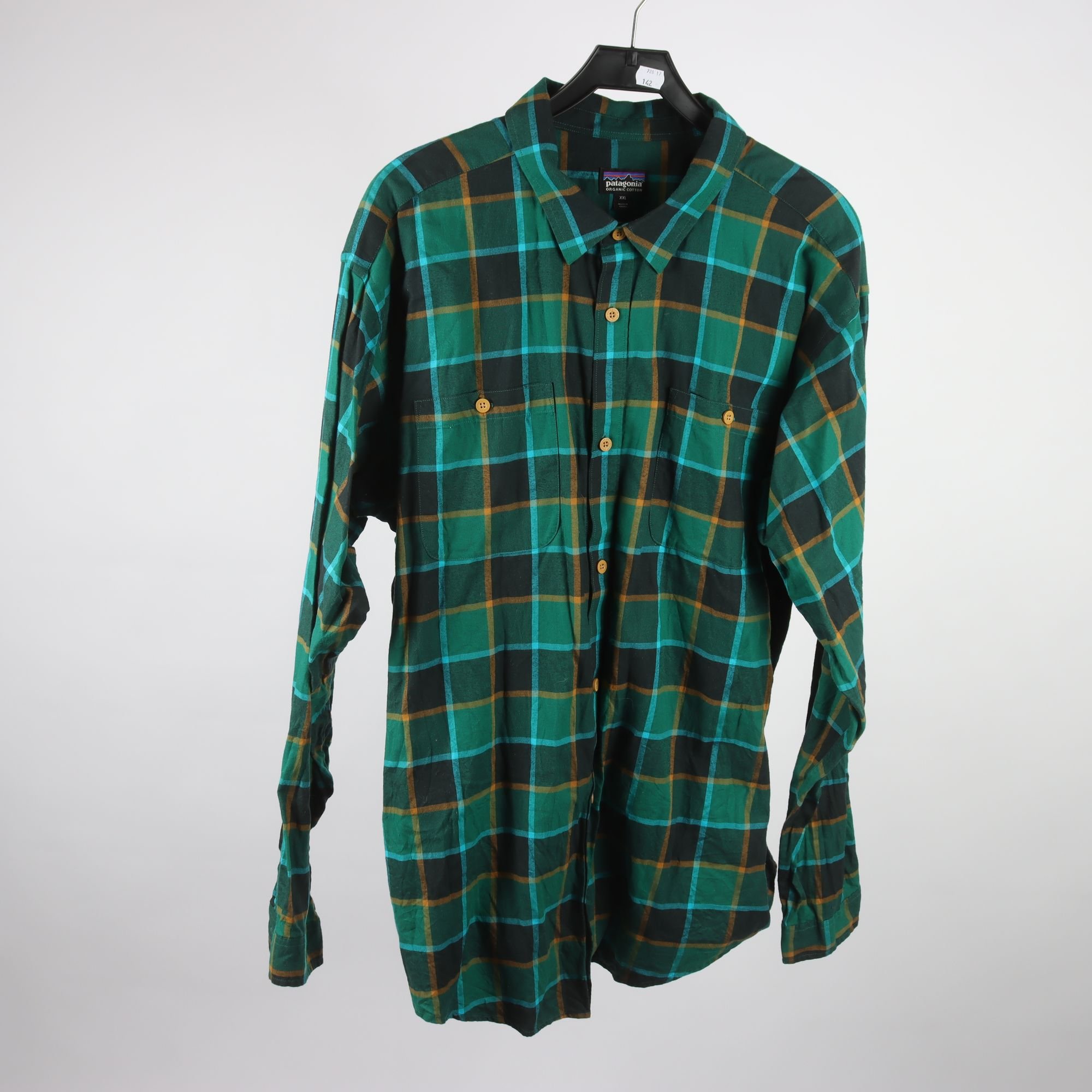 Skjorta, Patagonia, grön, svart,, bllå, rutig, stl. XXL