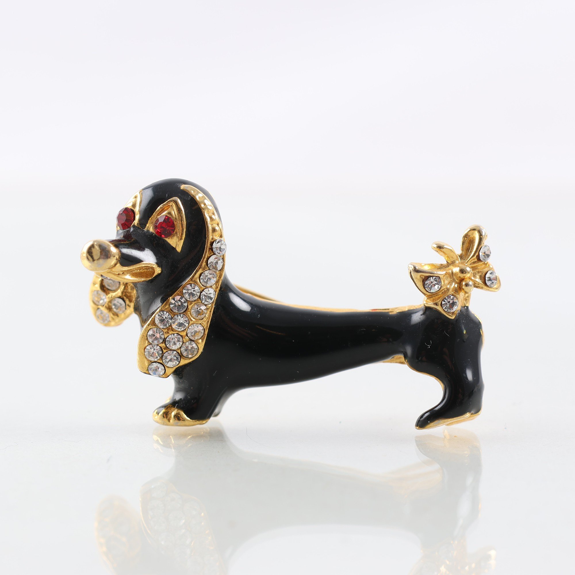 Brosch, tax, emalj, sten gulmetall.