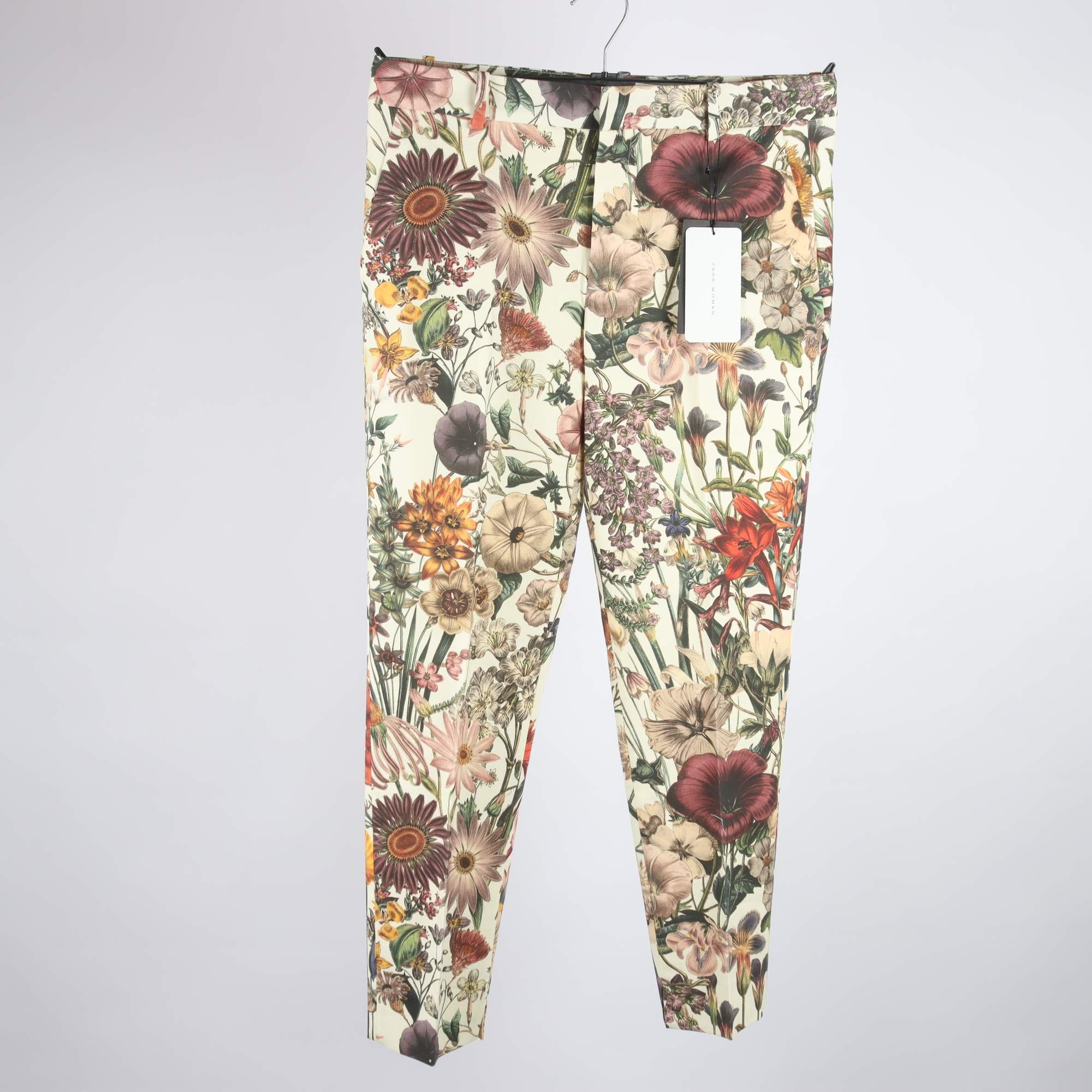 Byxor, Zara, blommiga, beige, stl. L.
