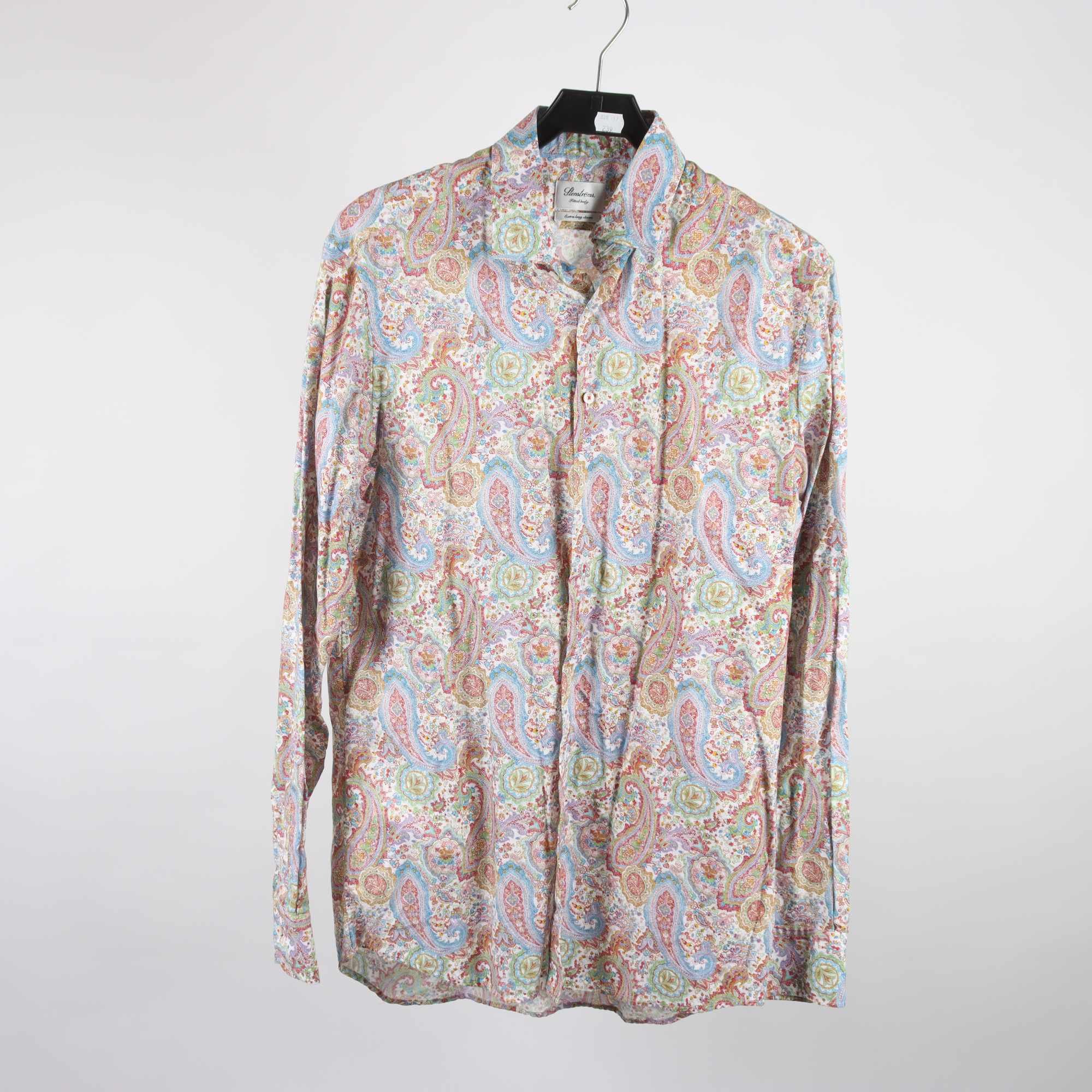 Skjorta, Stenströms, mönstrad, blå, grön, extra long sleeve, stl. 42.