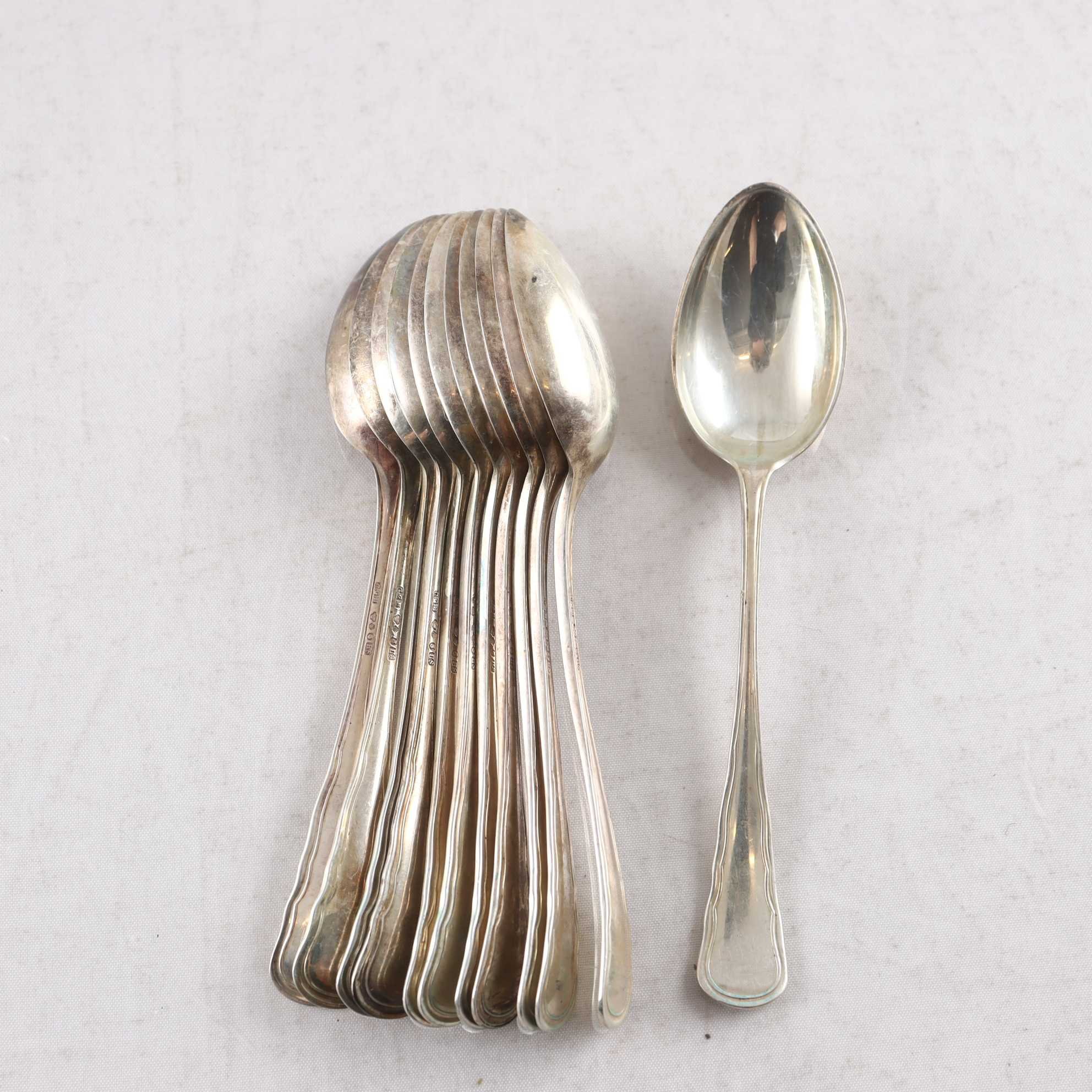 Teskedar, Silver, stämplade kattfot, S, 12 st