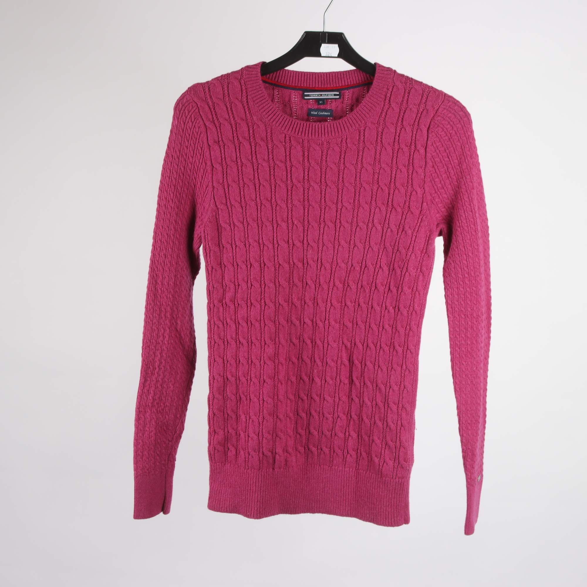 Tröja, Tommy Hilfiger, vinröd, ull, cashmere, stl. XS.