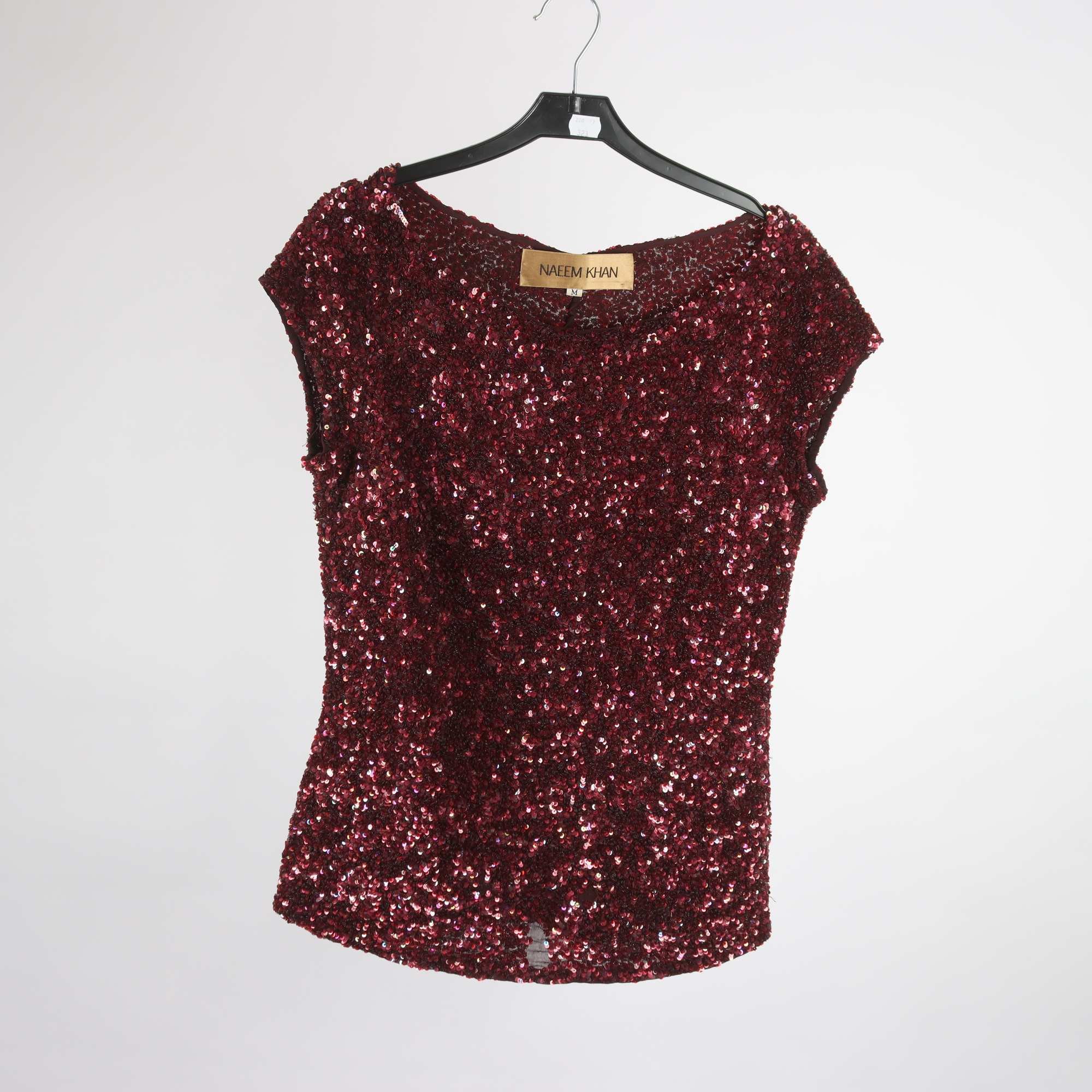 Tröja, Naeem Khan, vinröd, paljetter, stl. M.