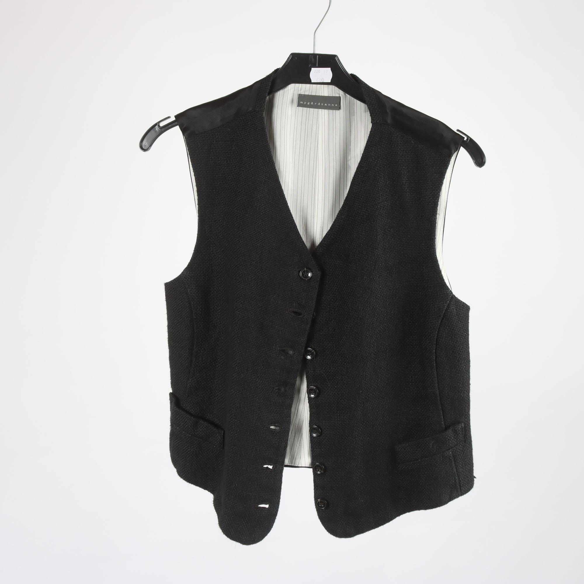 Väst, Nygårdsanna, svart, 100% lin, stl. 38.
