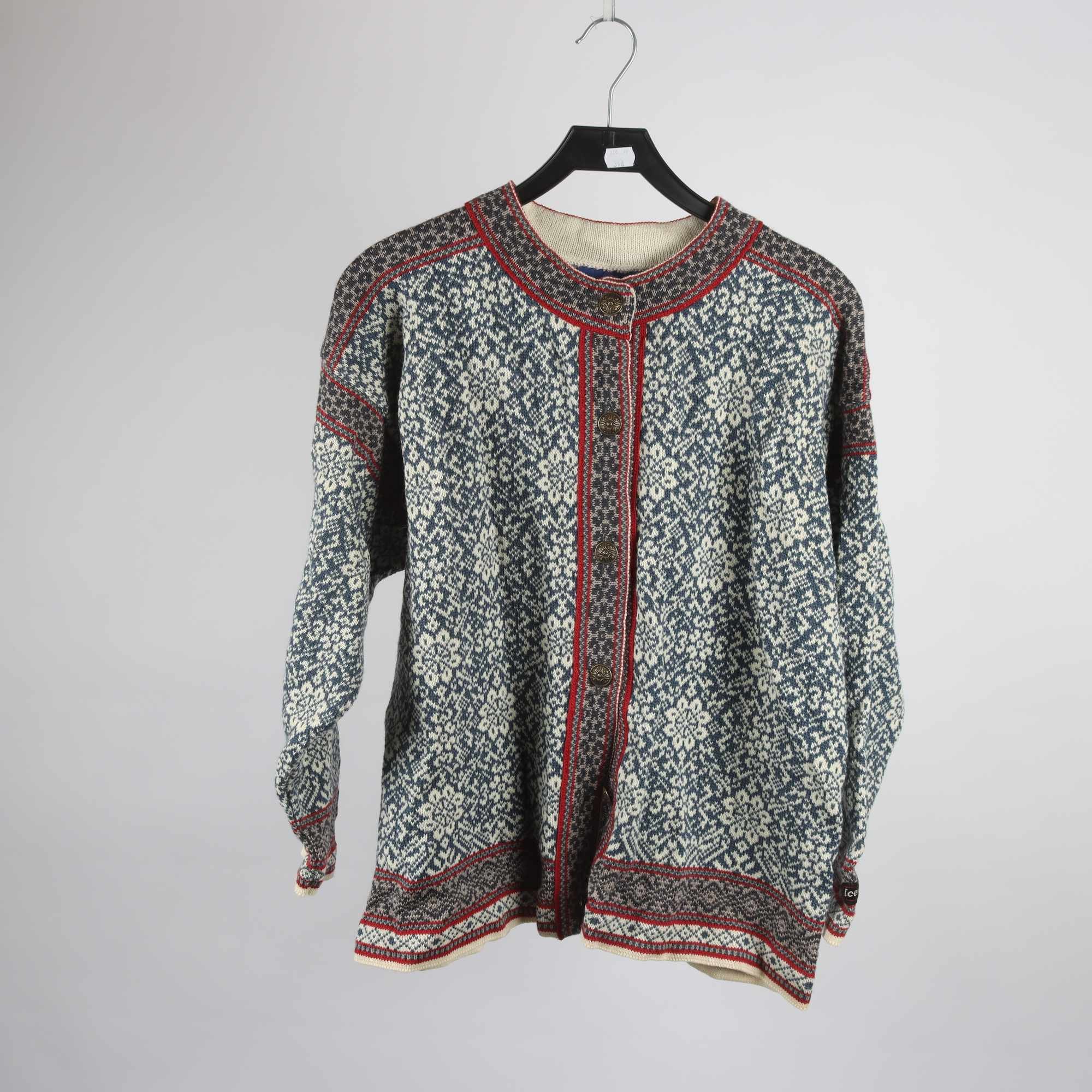 Islandskofta, Icewear, blå, vit, 100% ull, stl. M.