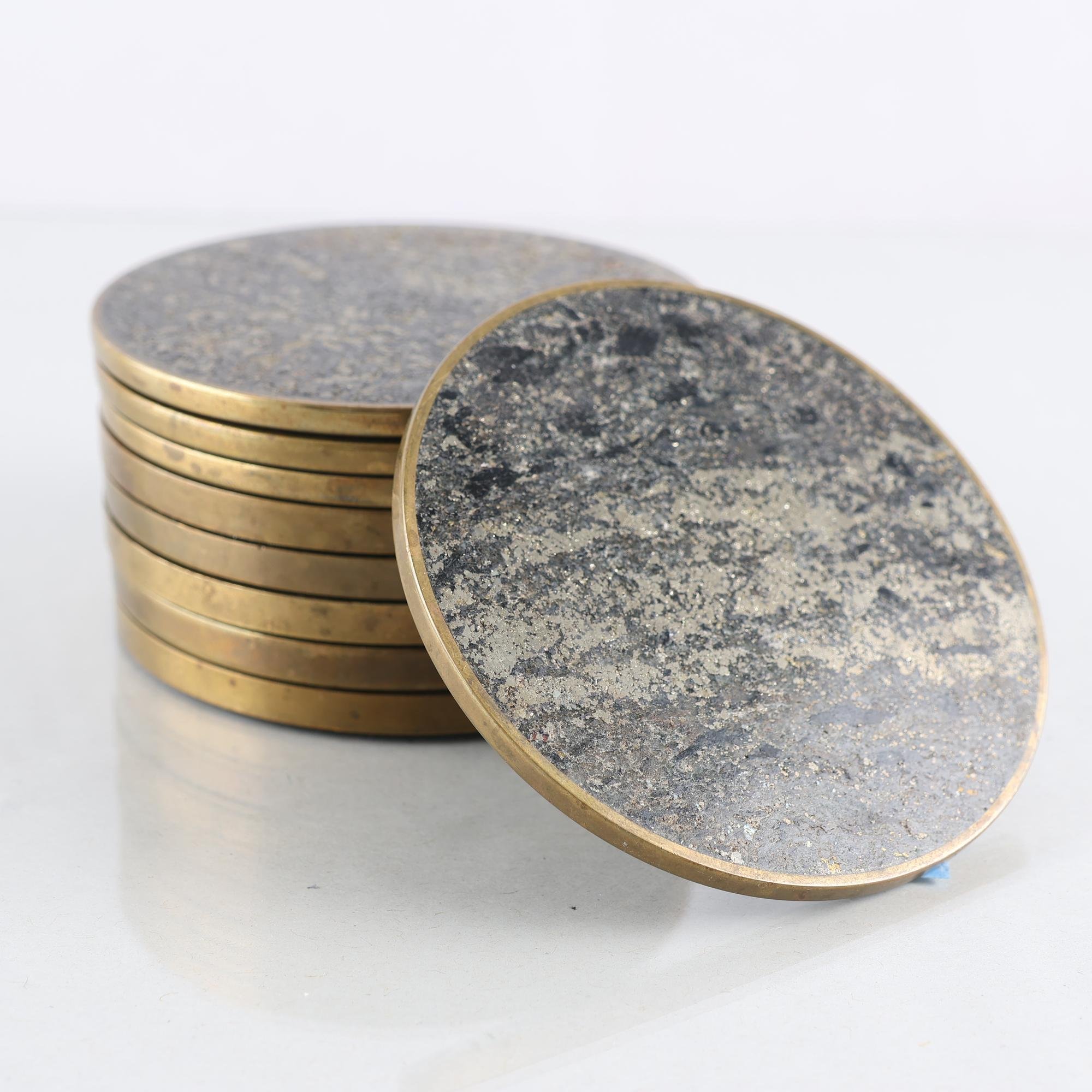 Glasunderlägg, mässing & sten, Saulo AS, Sulitjelma, Norge