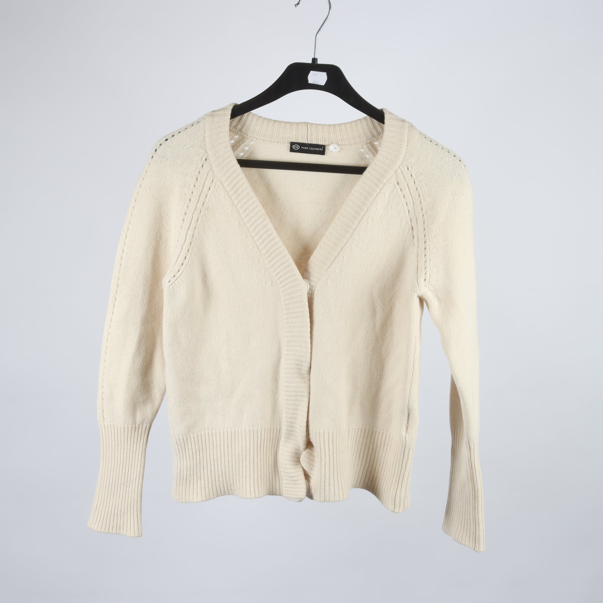 Kofta, Pure Cashmere, benvit, stl. S.