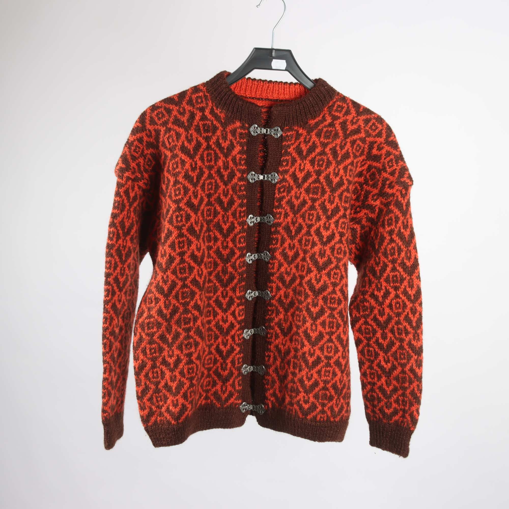 Tröja, Okänd, orange, brun, ull, stl. ca. M.