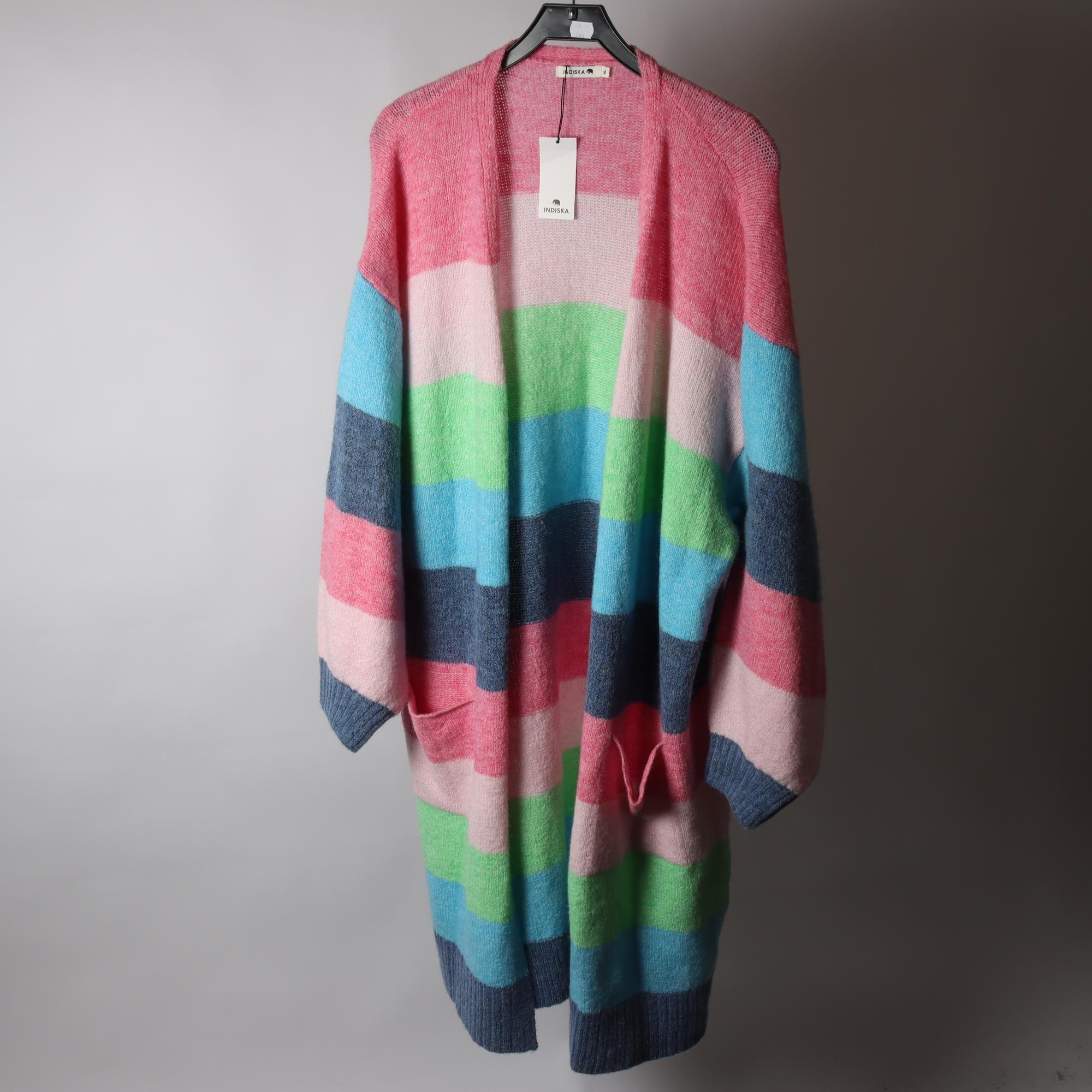 Kofta, Indiska, randig, rosa, grön, stl. XL.