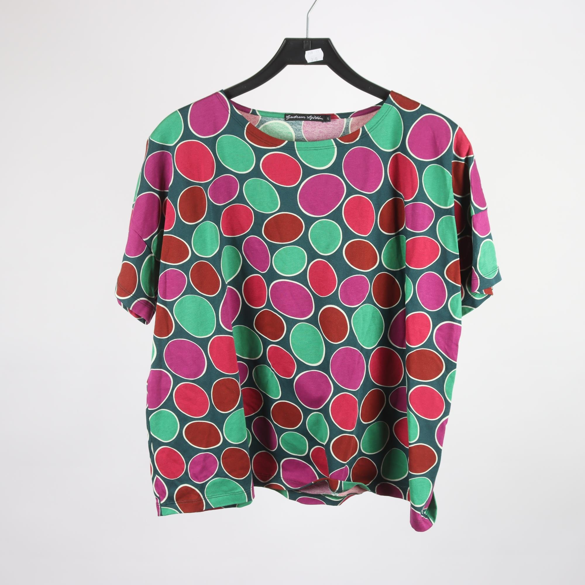 Tröja, Gudrun Sjödén, prickig, lila, grön, stl. L.