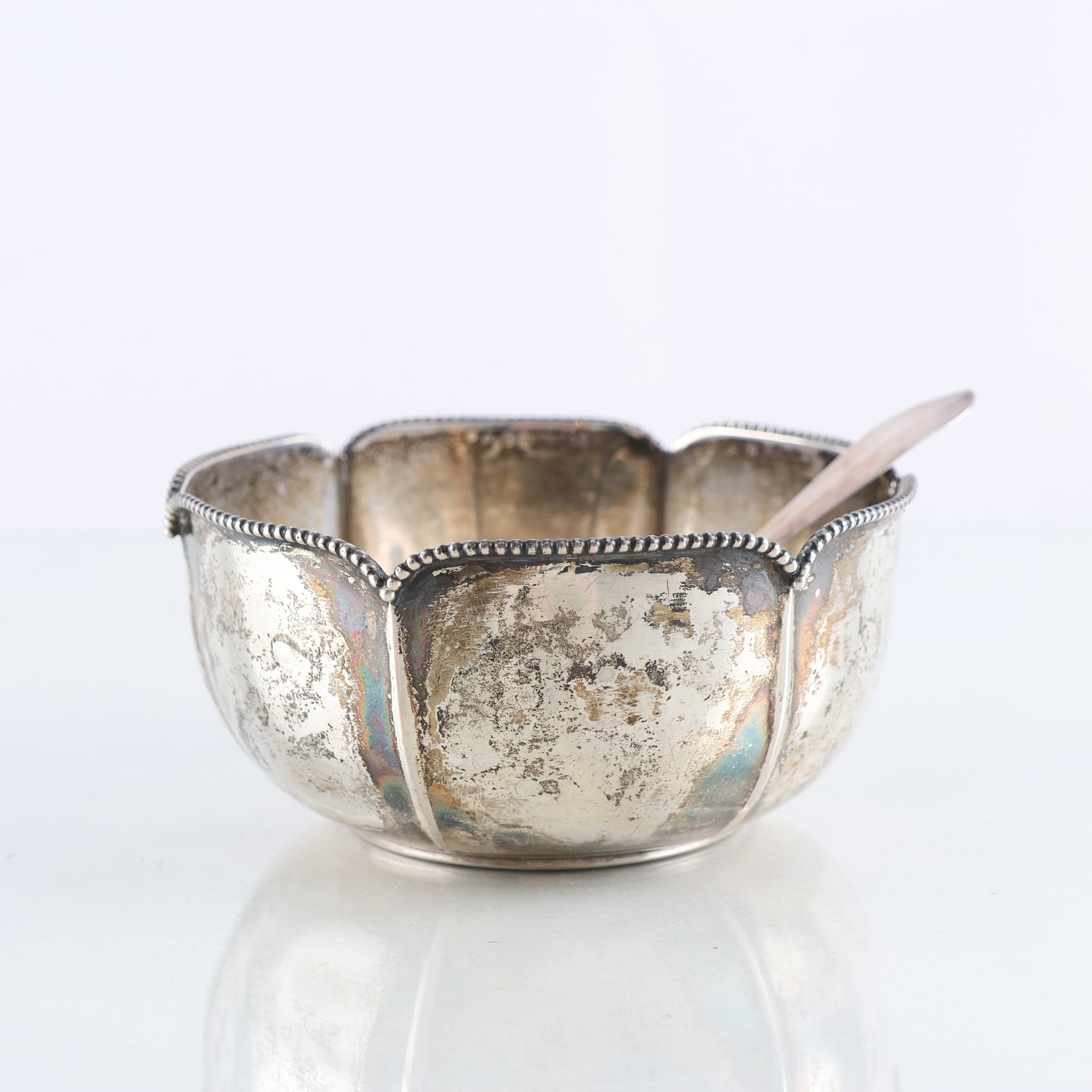 Skål, silver, G.A Dahlgren, Malmö, 1913-1933, samt sked, silver, Danmark