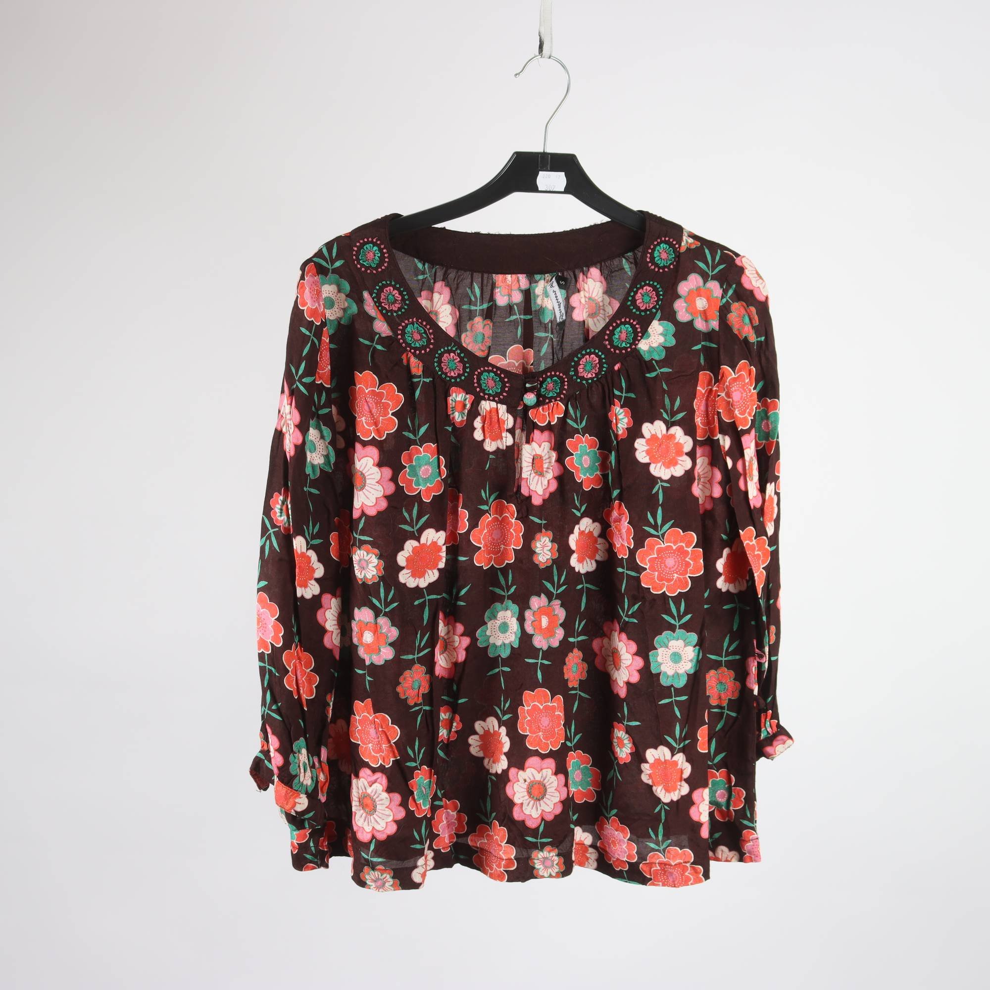 Blus, Gudrun Sjödén, blommig, brun,orange, stl. S.