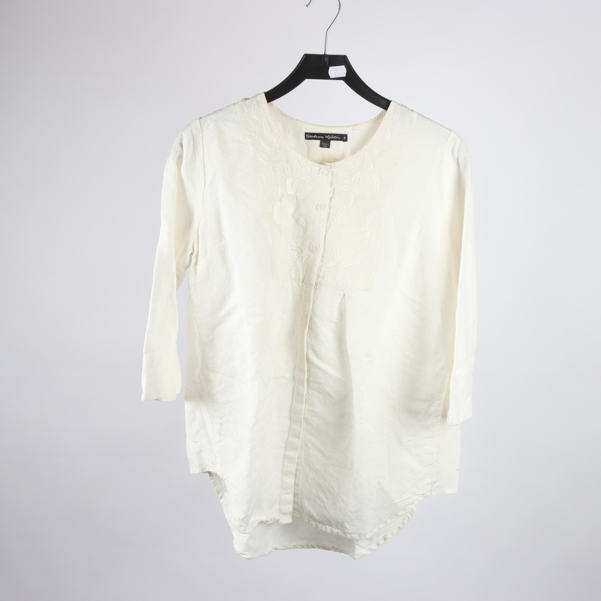 Blus, Gudrun Sjödén, vit, broderad, stl. S.