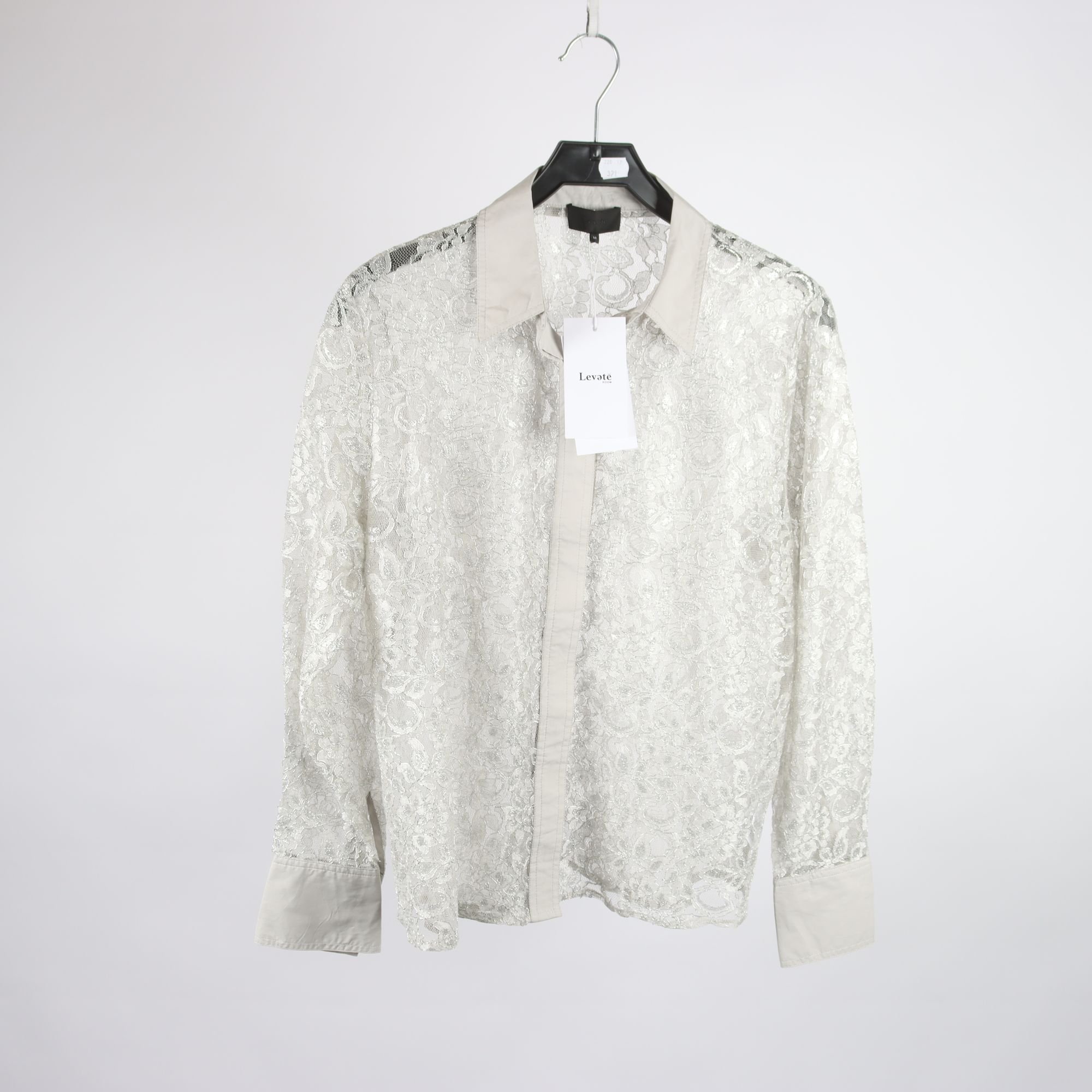 Blus, Levete, mönstrad, silver, transparant, nät, stl. M.