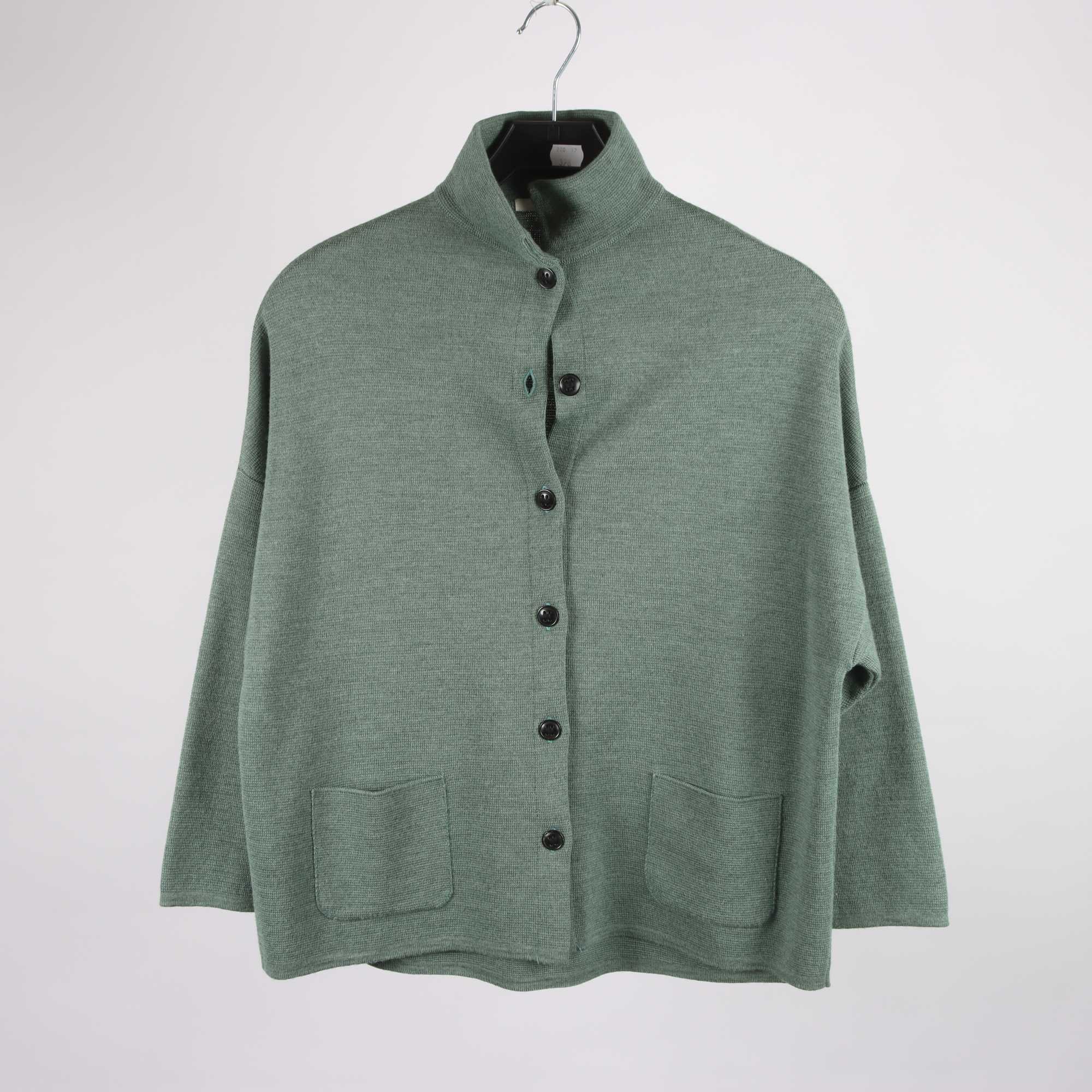 Kofta, Sibin Linnebjerg, grön, ullmix, stl. M.