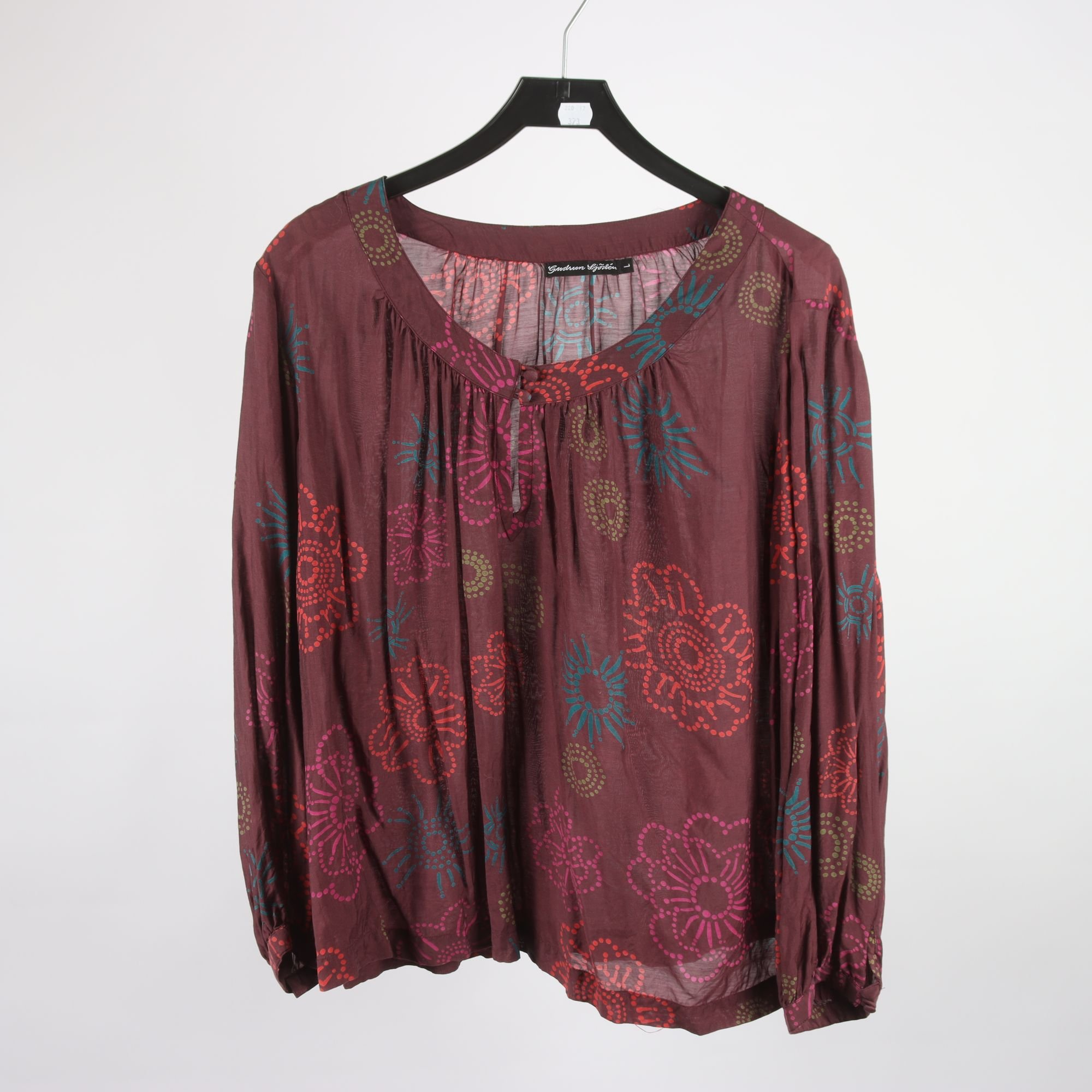 Blus, Gudrun Sjödén, mönstrad, vinröd, stl. L.