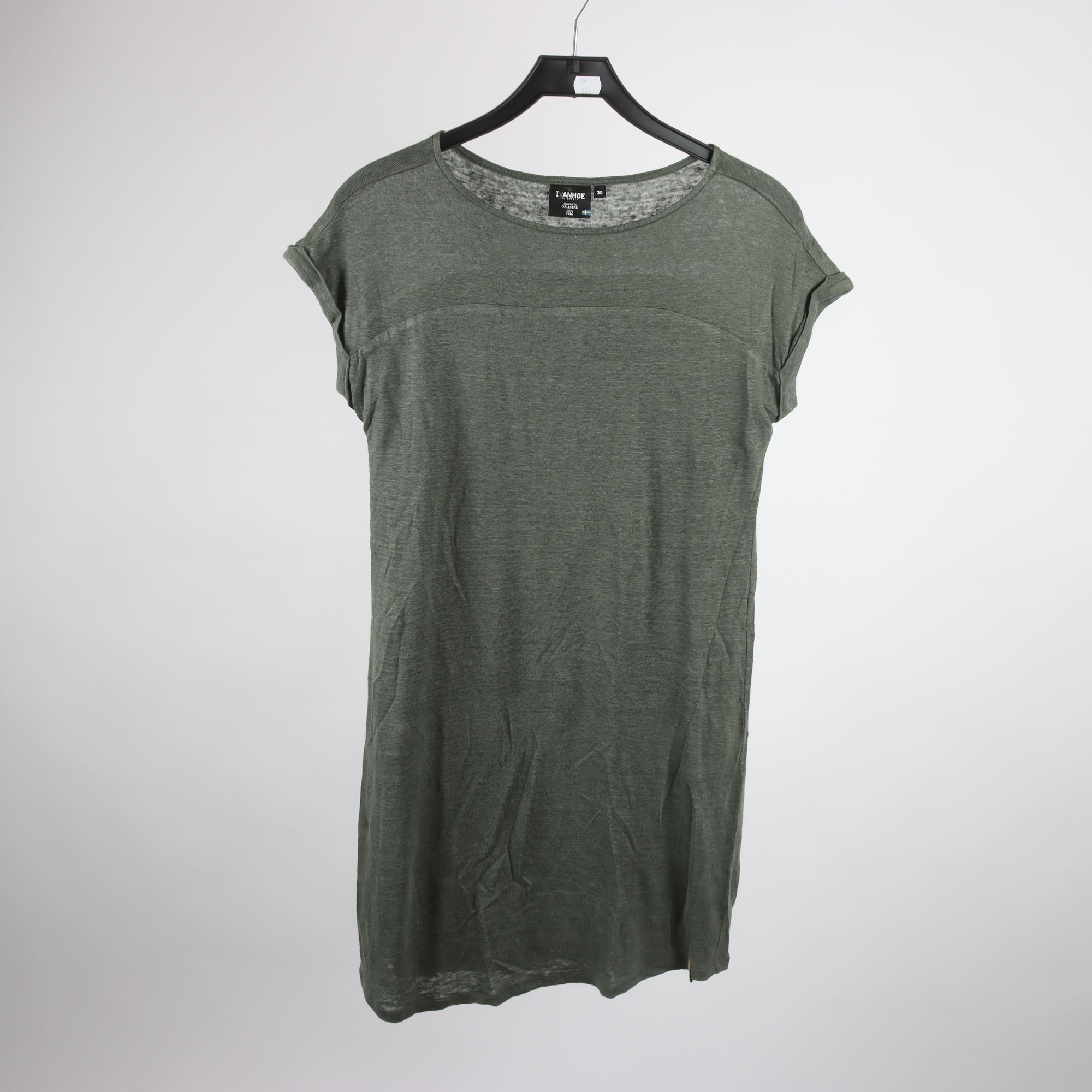 Klänning, Ivanhoe, grön, 100% lin, stl. 38.