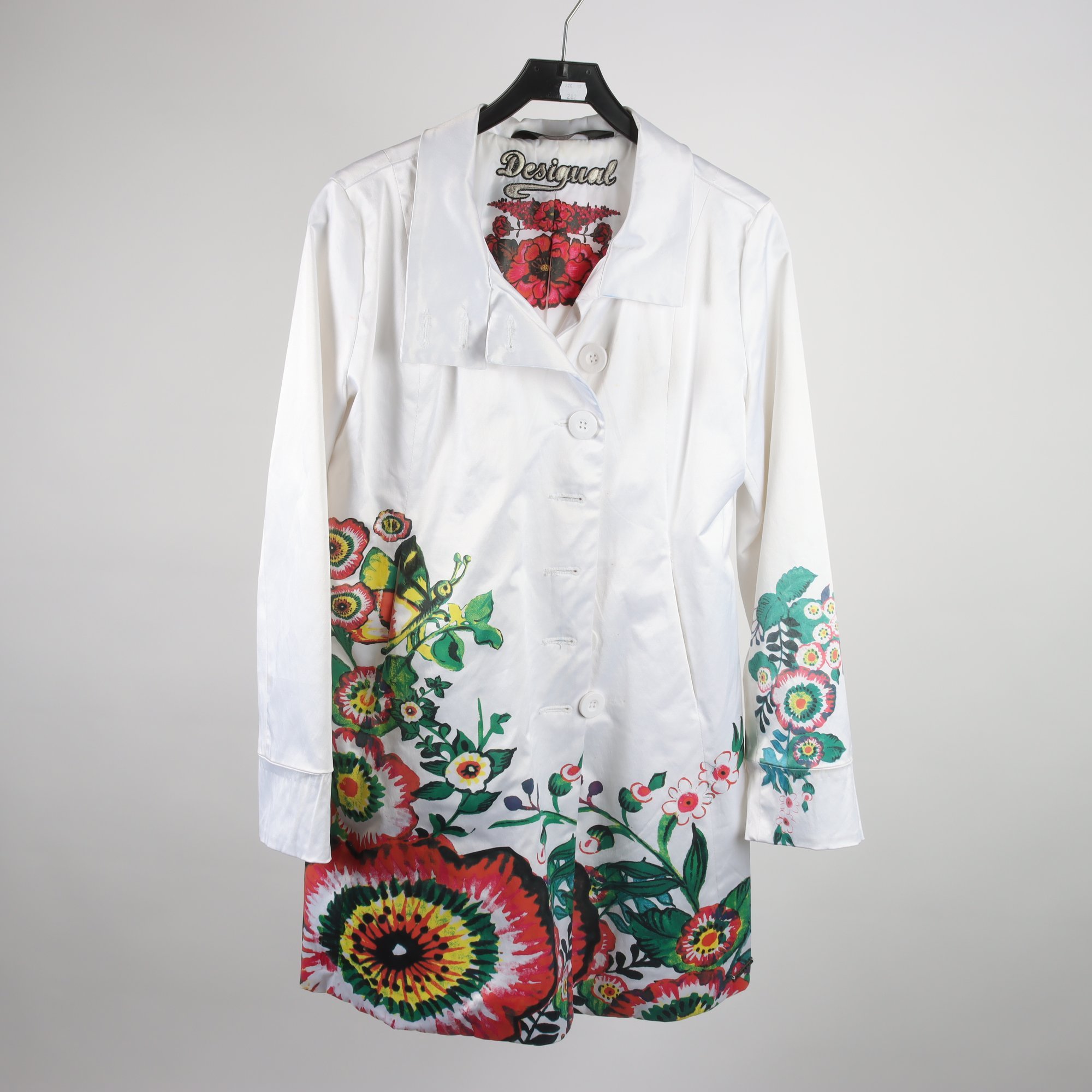 Sommarkappa, Desigual, vit, blommig, stl. 42.